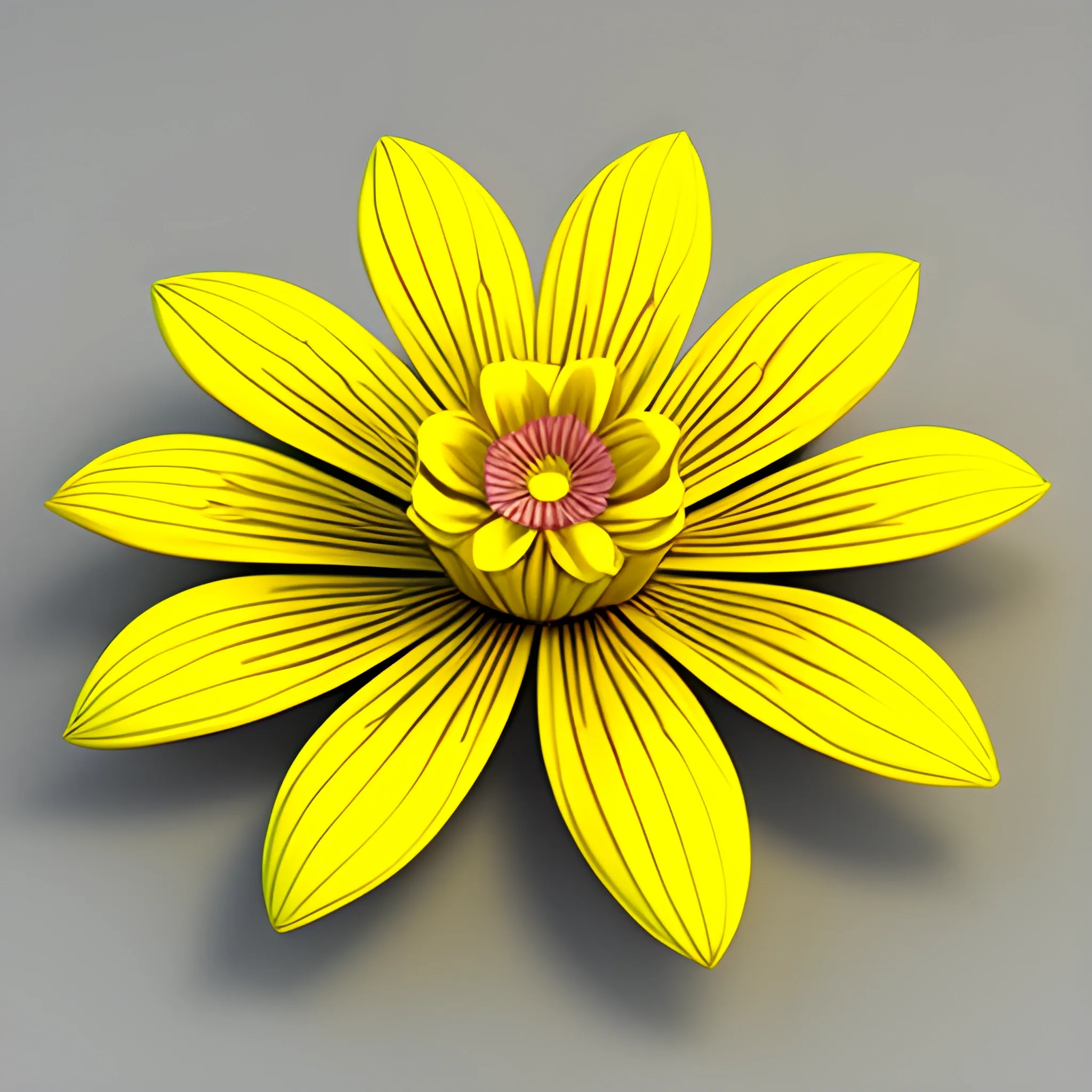 yellow ten petal flower, 3D