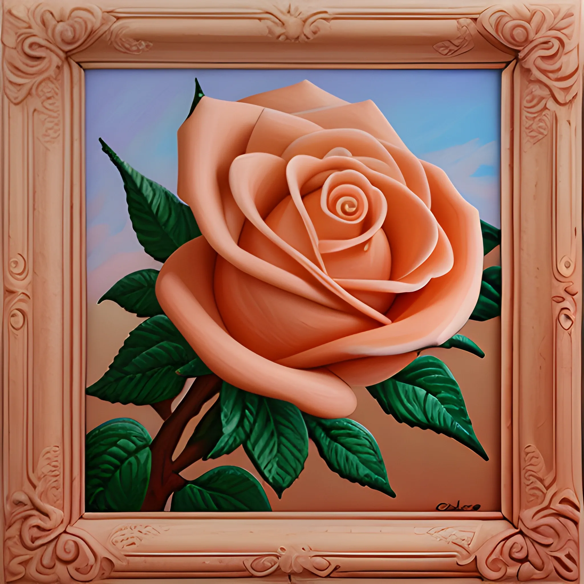 terra cotta rose oil painting
