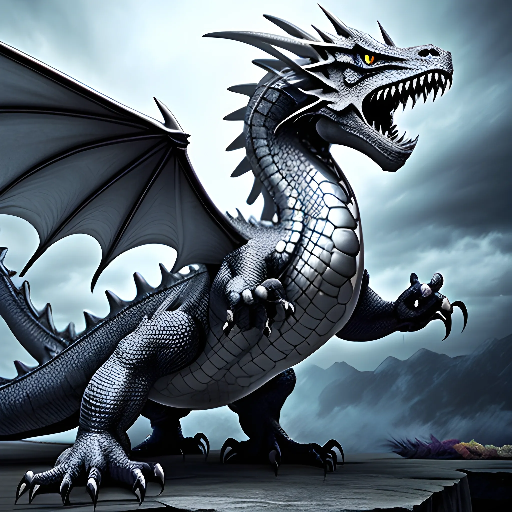 A fearsome Platinum dragon