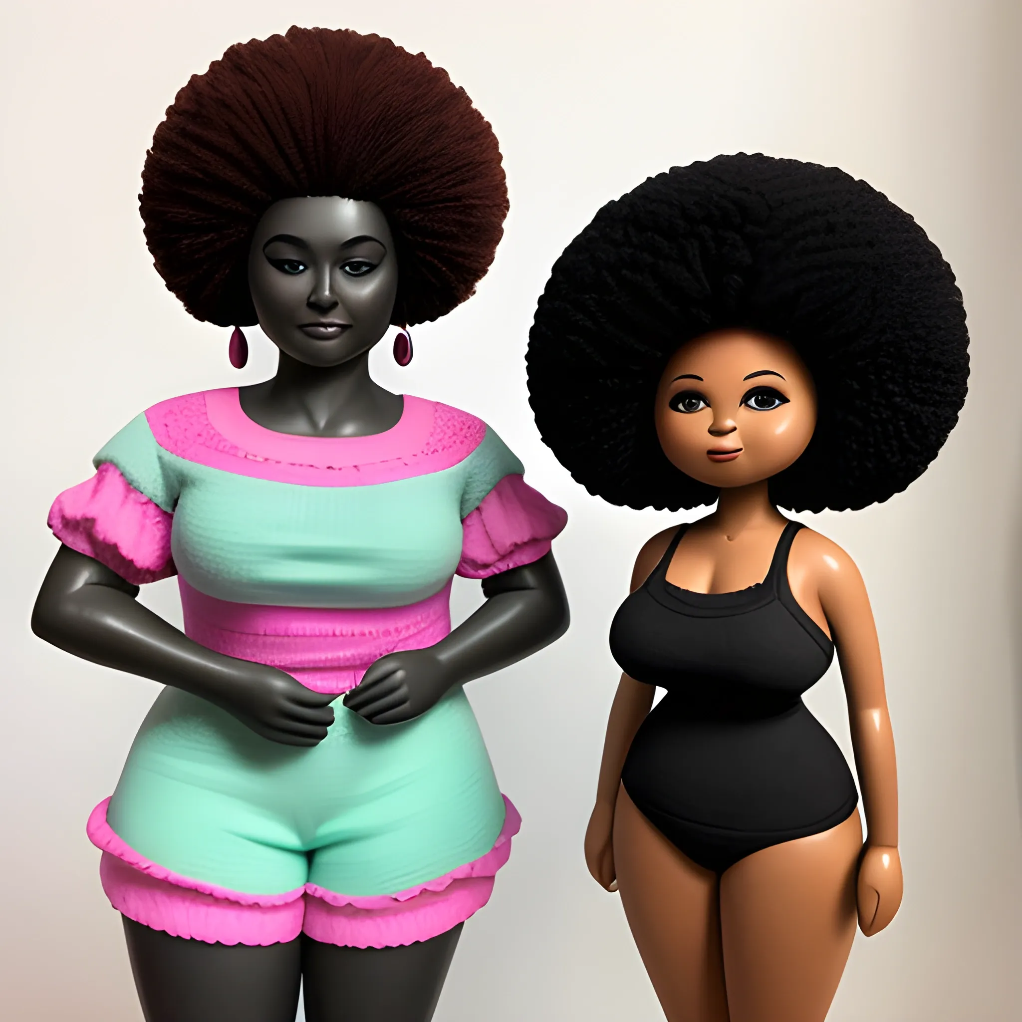una mujer afro, con una figura, 90,60,90, con ropa corta
