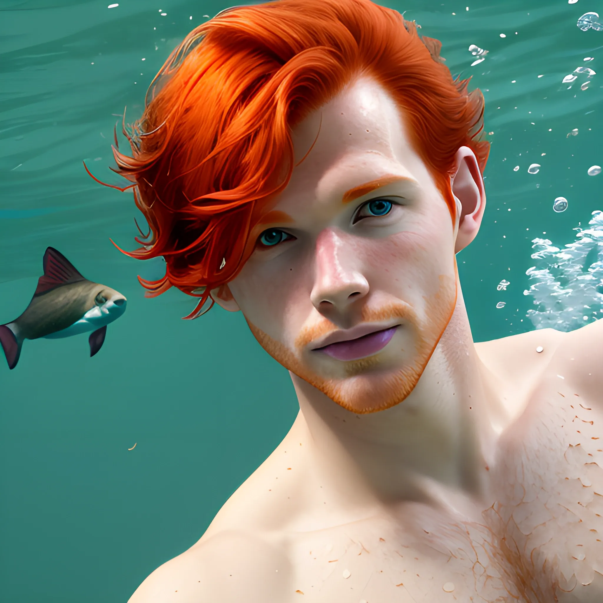Male, redhead, swim