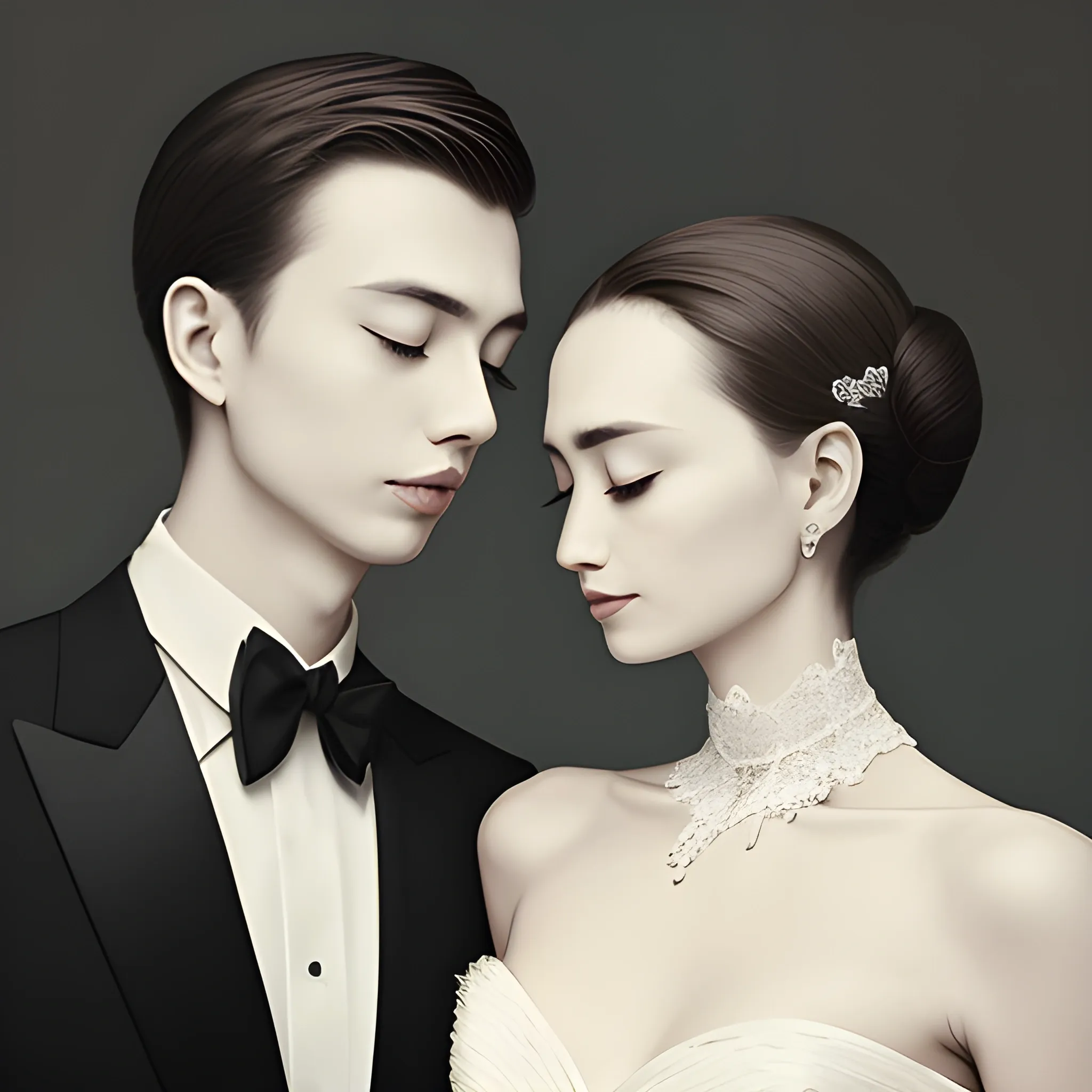 Couple, elegant, neck, 
