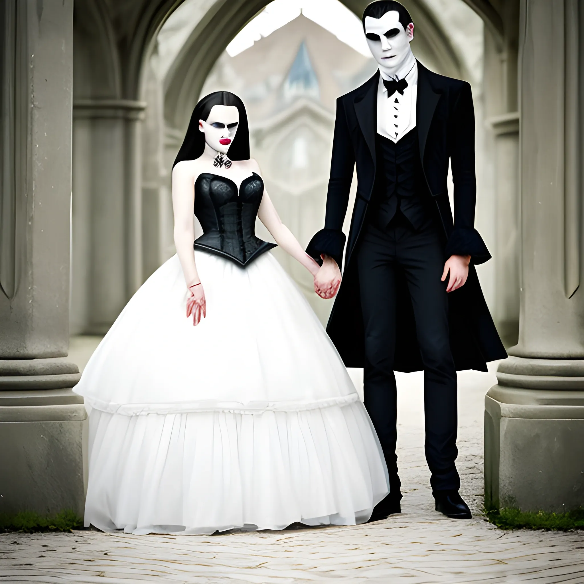 Couple, pose, vampire, elegante, Europe, realiatic, 