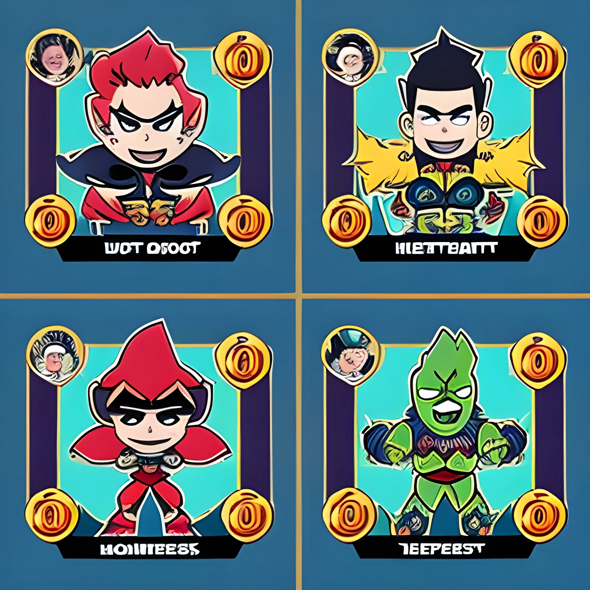 Monster cards (health0-100)(speed0-100)(ability0-100)(luck0-100)(elament 0-100)(defense0-100)all together =360(details , Cartoon