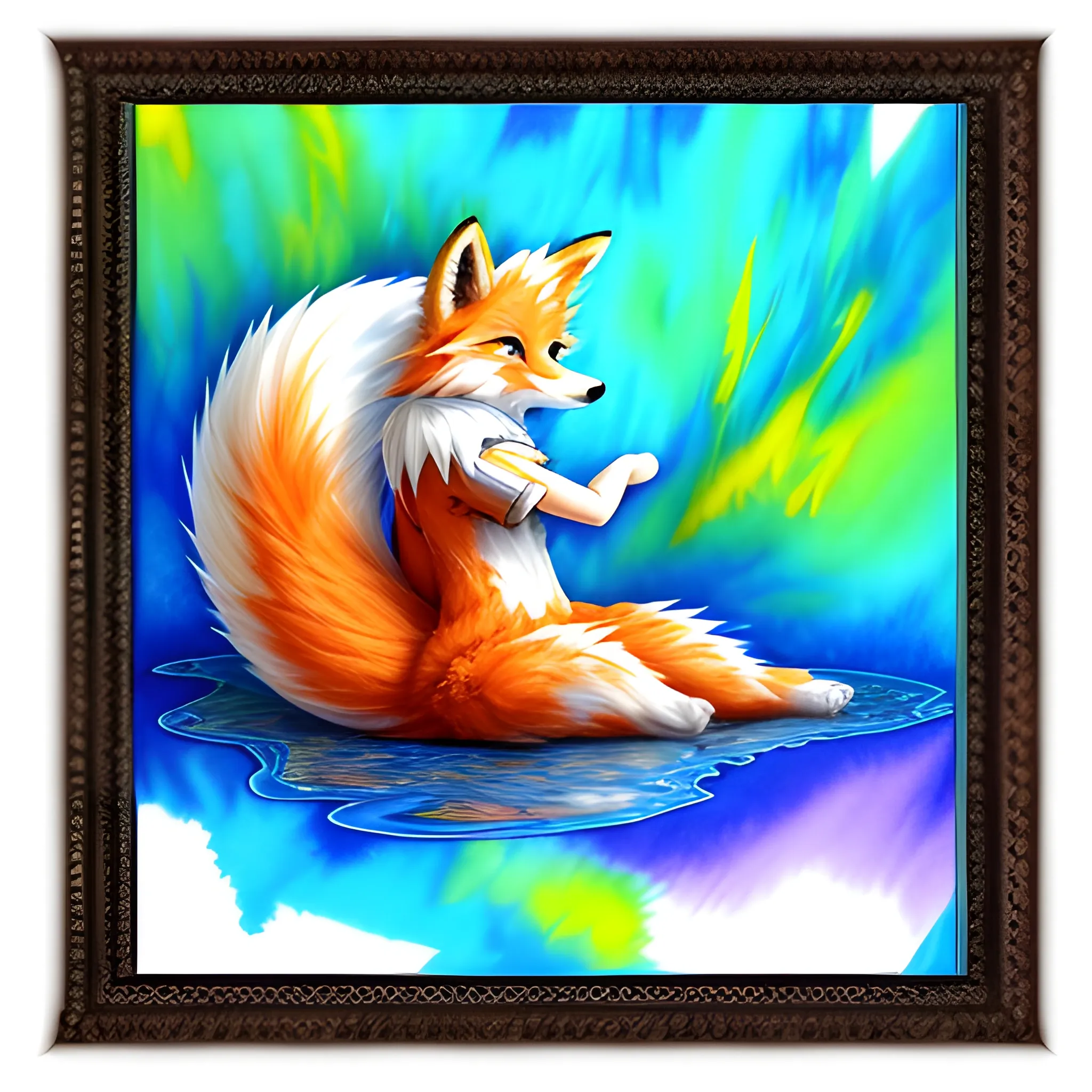 Human, fluffy fox tail, anime, , Cartoon, Trippy, 3D, Pencil Sketch, Oil Painting, Water Color