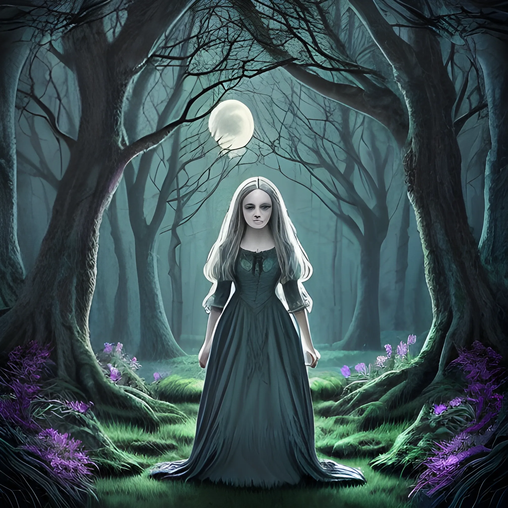 In the heart of an enchanted forest, in a clearing bathed in soft moonlight, lived a witch.