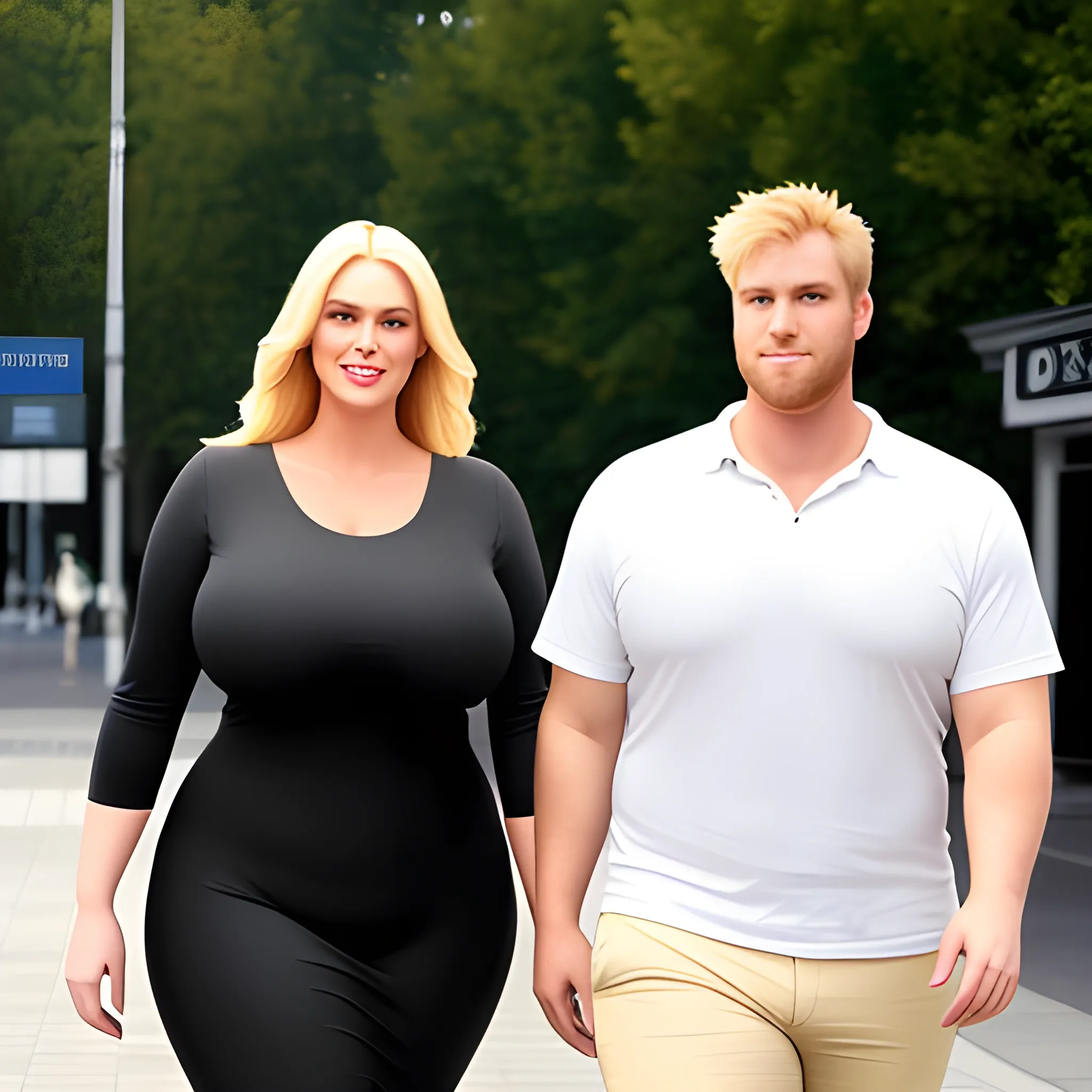 large and tall friendly blonde plus size girl with small head an 