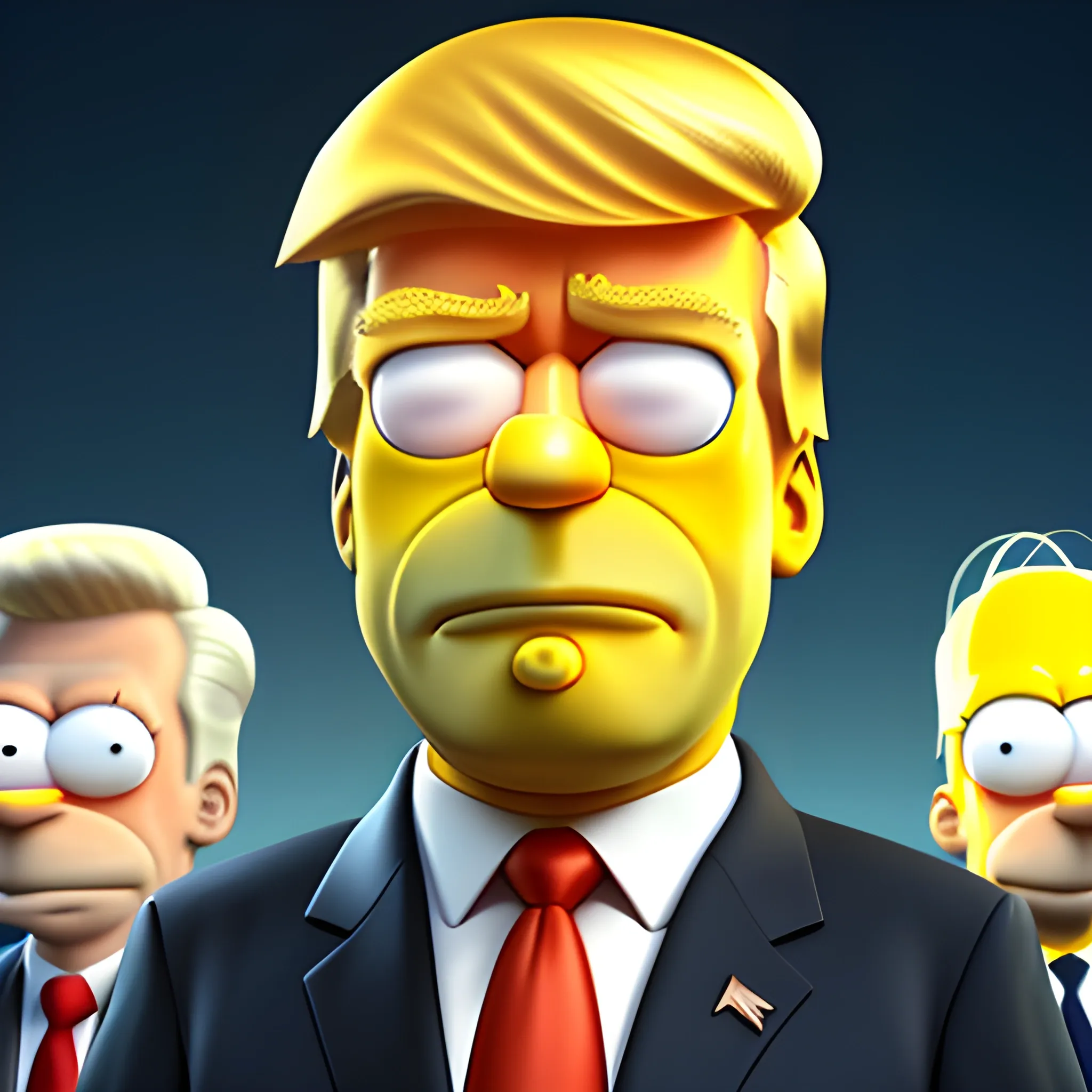 screenshot of Donald Trump as a The simpsons cartoon. 3 d rendering. unreal engine. amazing likeness. very detailed. cartoon caricature.