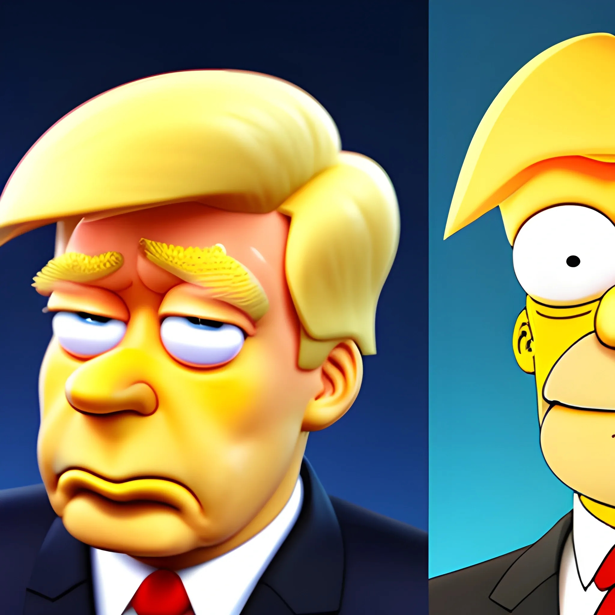 screenshot of Donald Trump as a The simpsons cartoon. 3 d rendering. unreal engine. amazing likeness. very detailed. cartoon caricature.