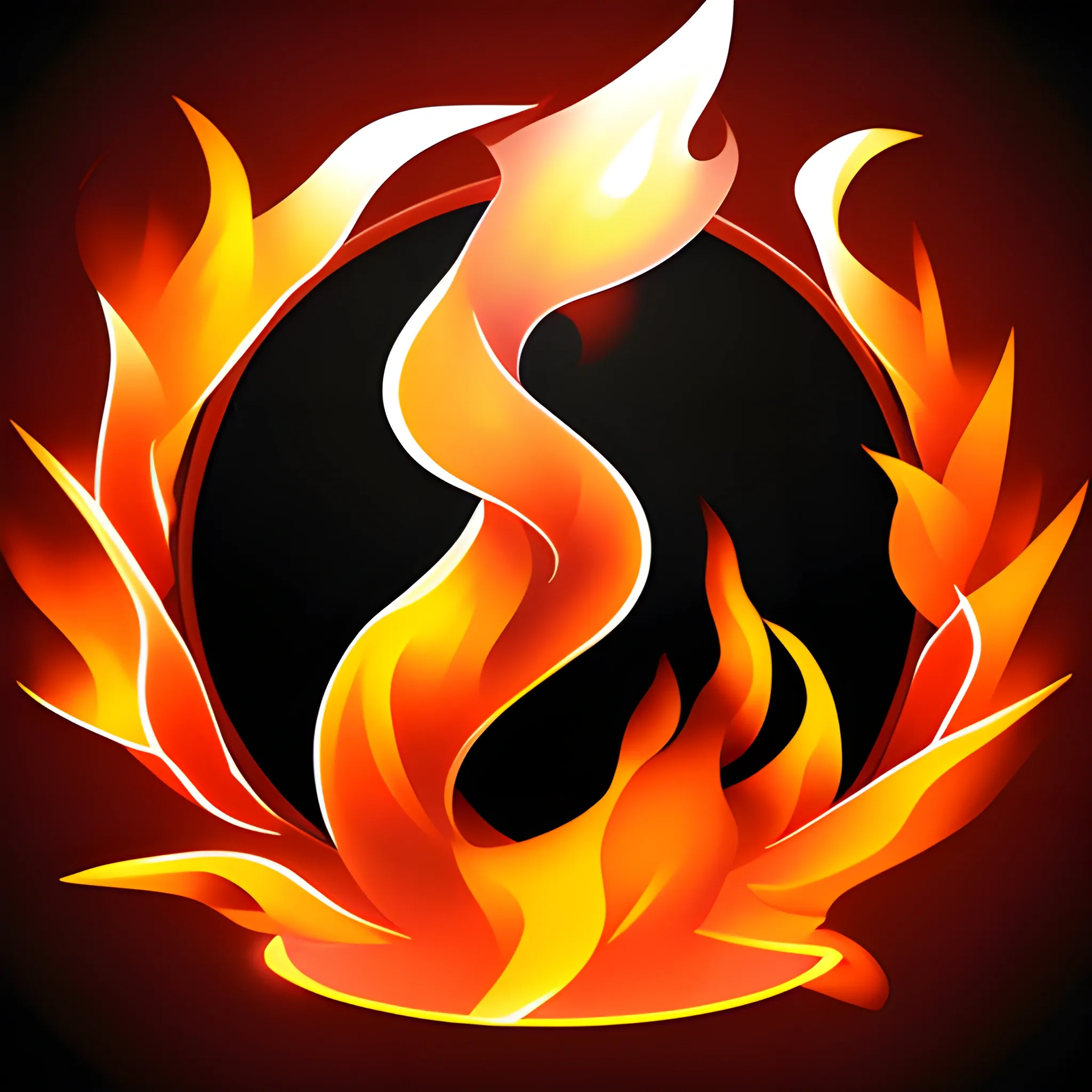 A logo for a high-tech company, a jumping flame, elegant, geometric, black background