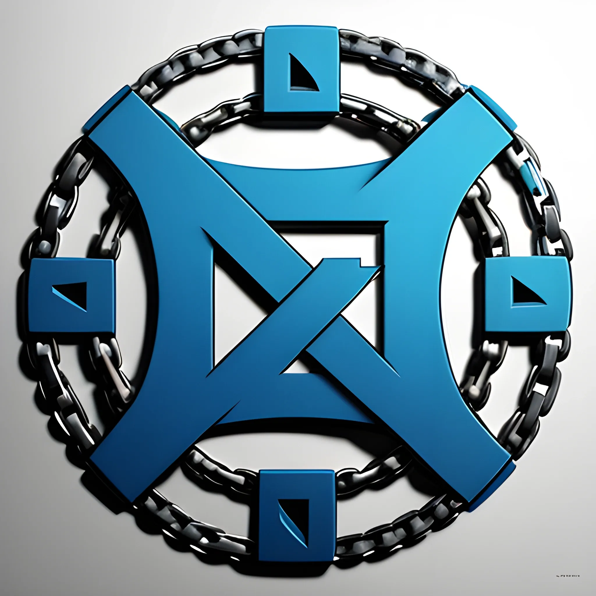 Create a logo for a twitter account  bold and dynamic. Incorporate an element that symbolizes oppression, such as a heavy chain, clenched fists, or a weighty ball and chain. Ensure the overall design evokes a sense of resistance and humor. , more blue color 3D