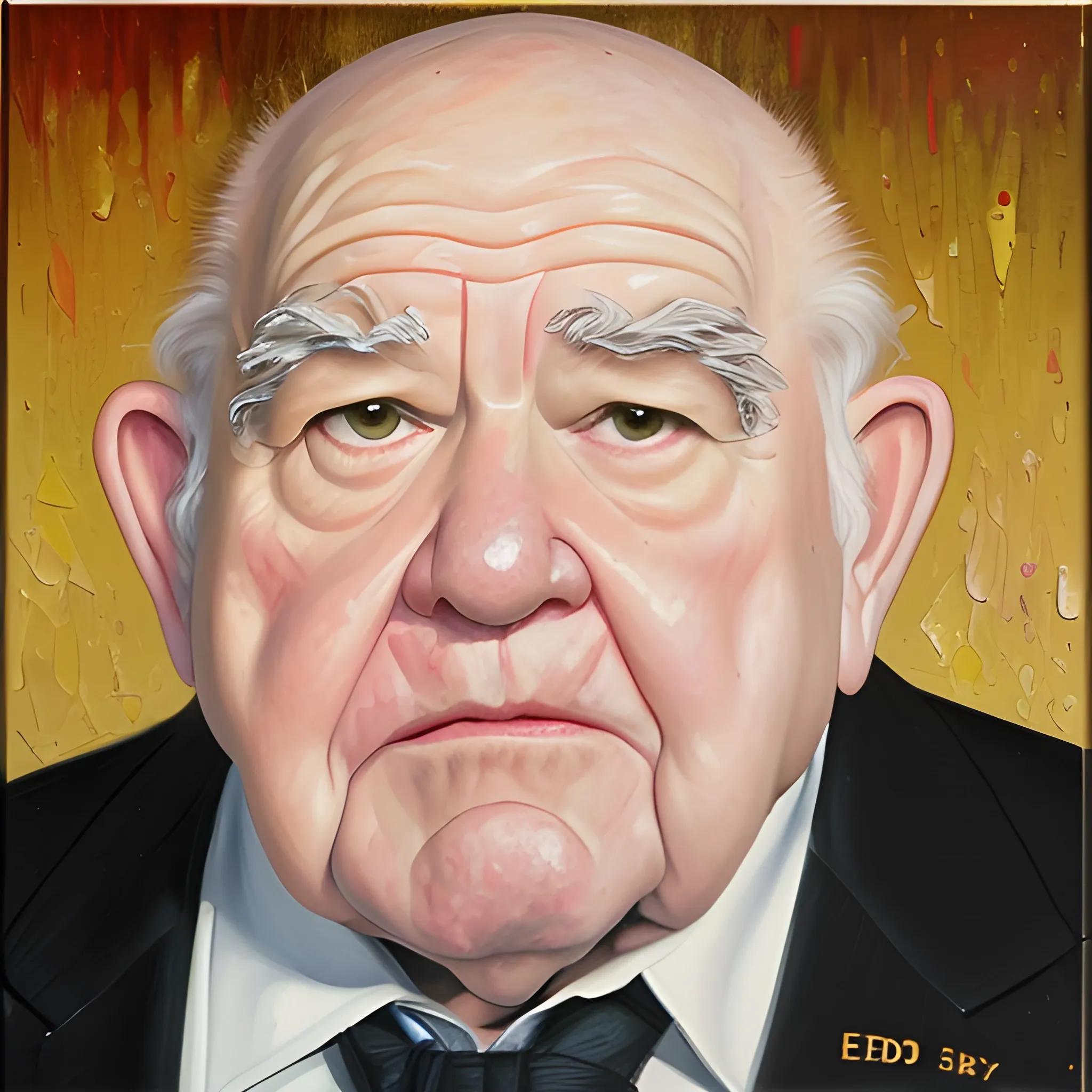 Ed Asner,  very fat, kissing mouth female , Oil Painting, Oil Painting, Oil Painting, Oil Painting
