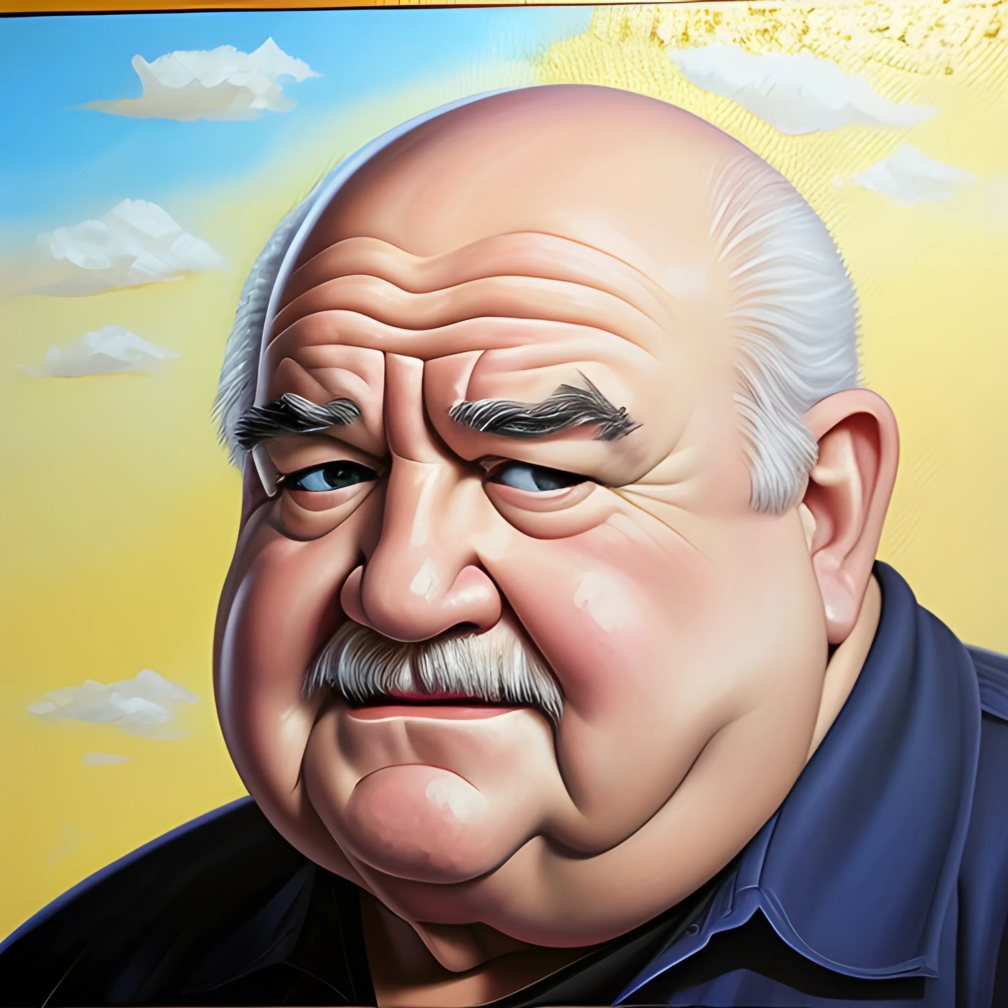 Greek that looks lije Ed Asner, very fat face, Oil Painting