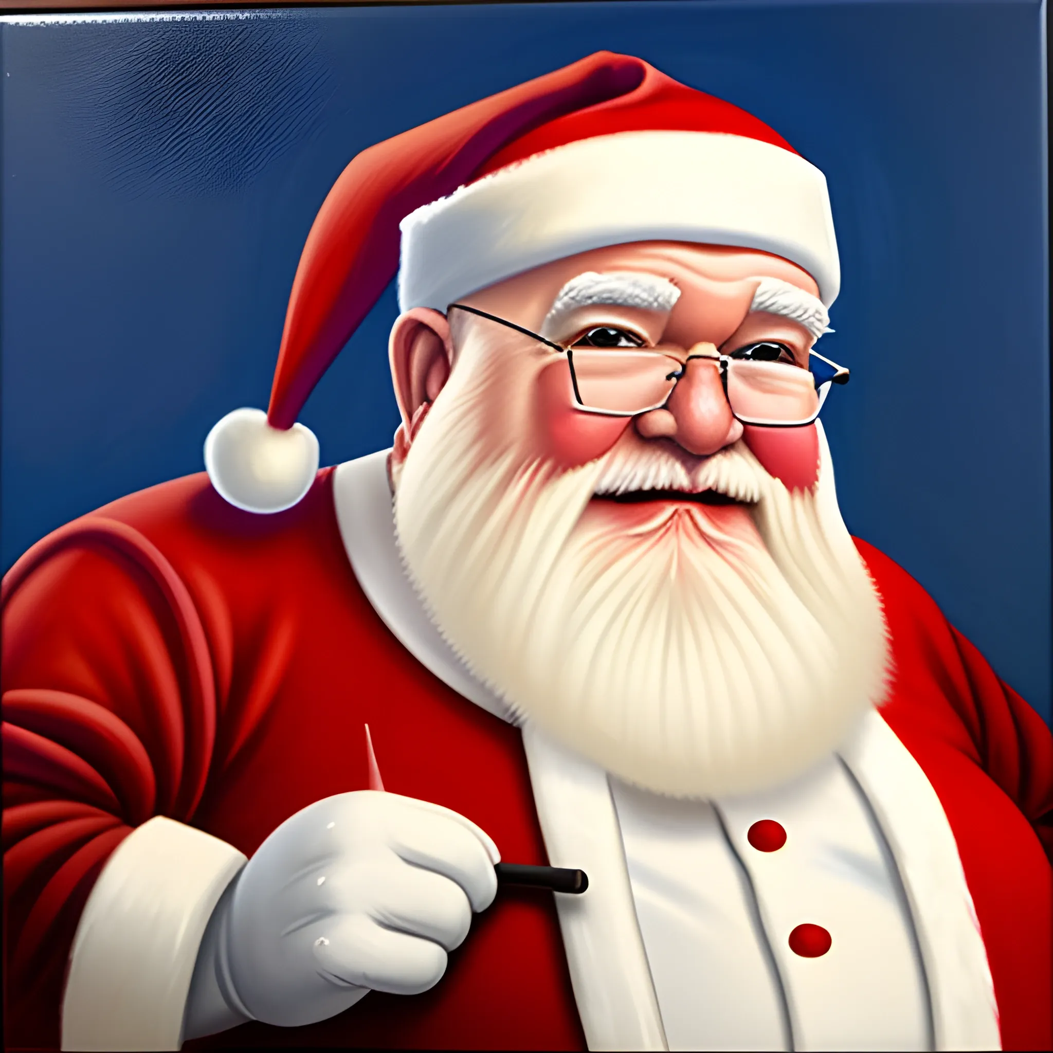 Fat ed Asner as Santa Claus., Oil Painting