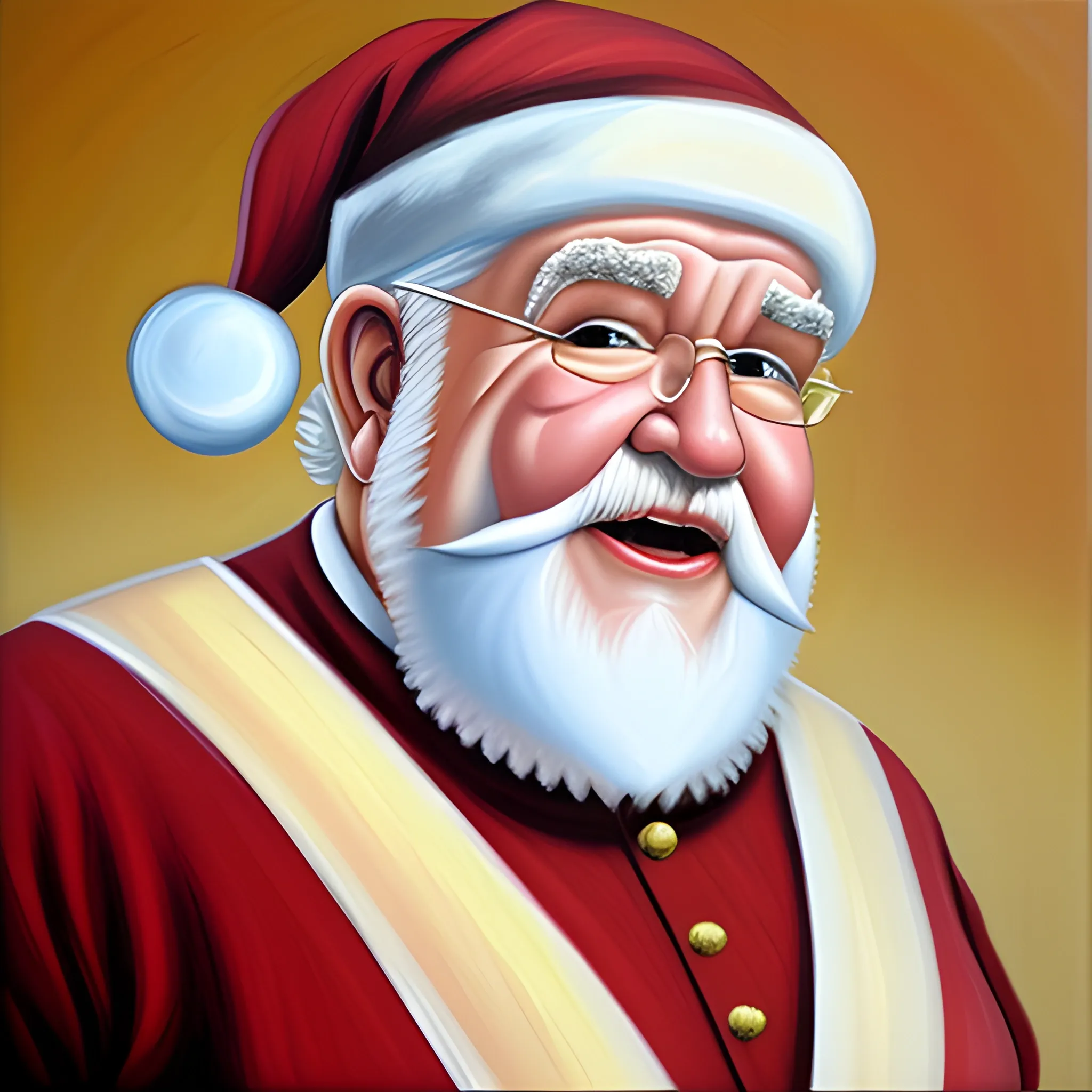 Fat ed Asner as greek Santa Claus., Oil Painting