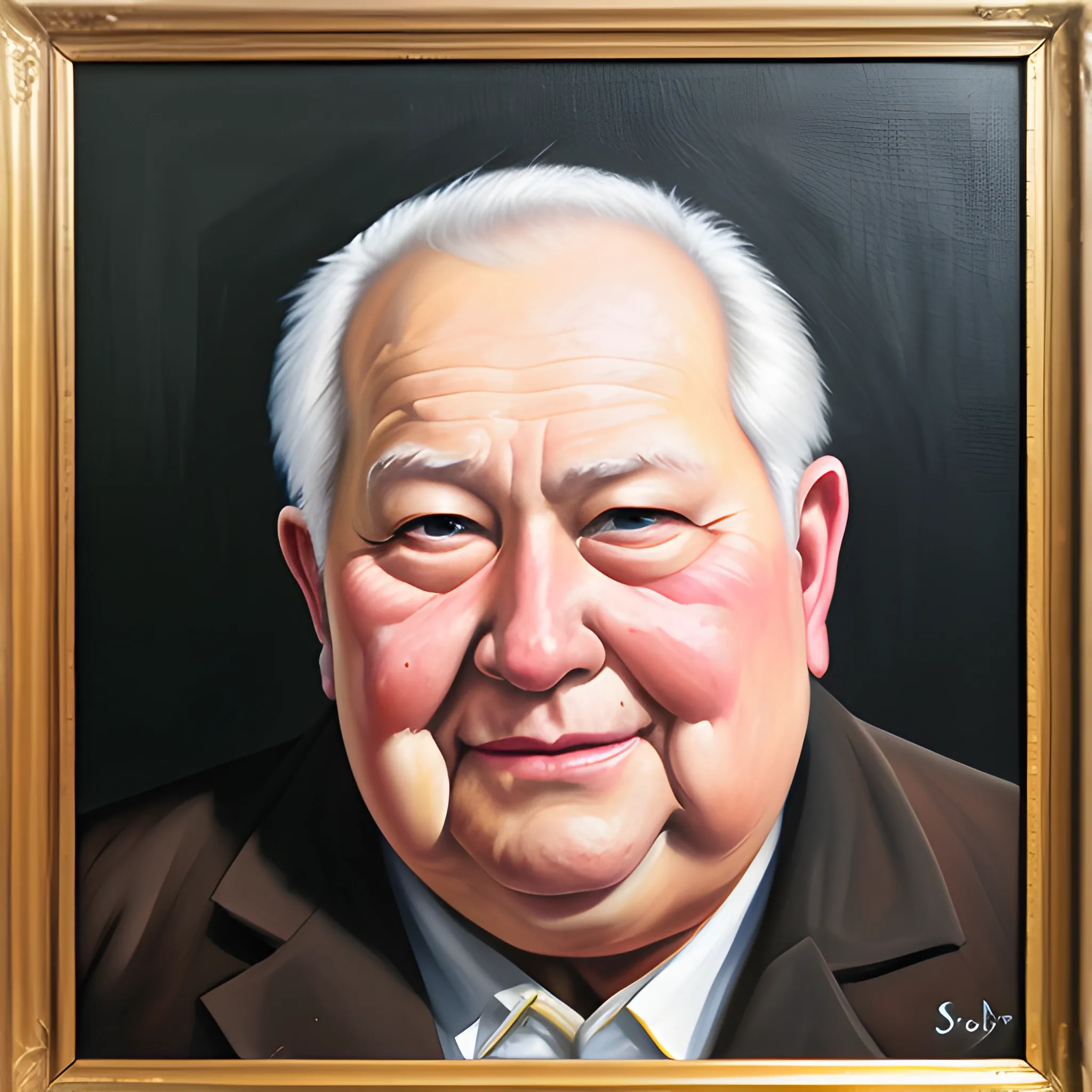 Man 70 years old fat, Oil Painting