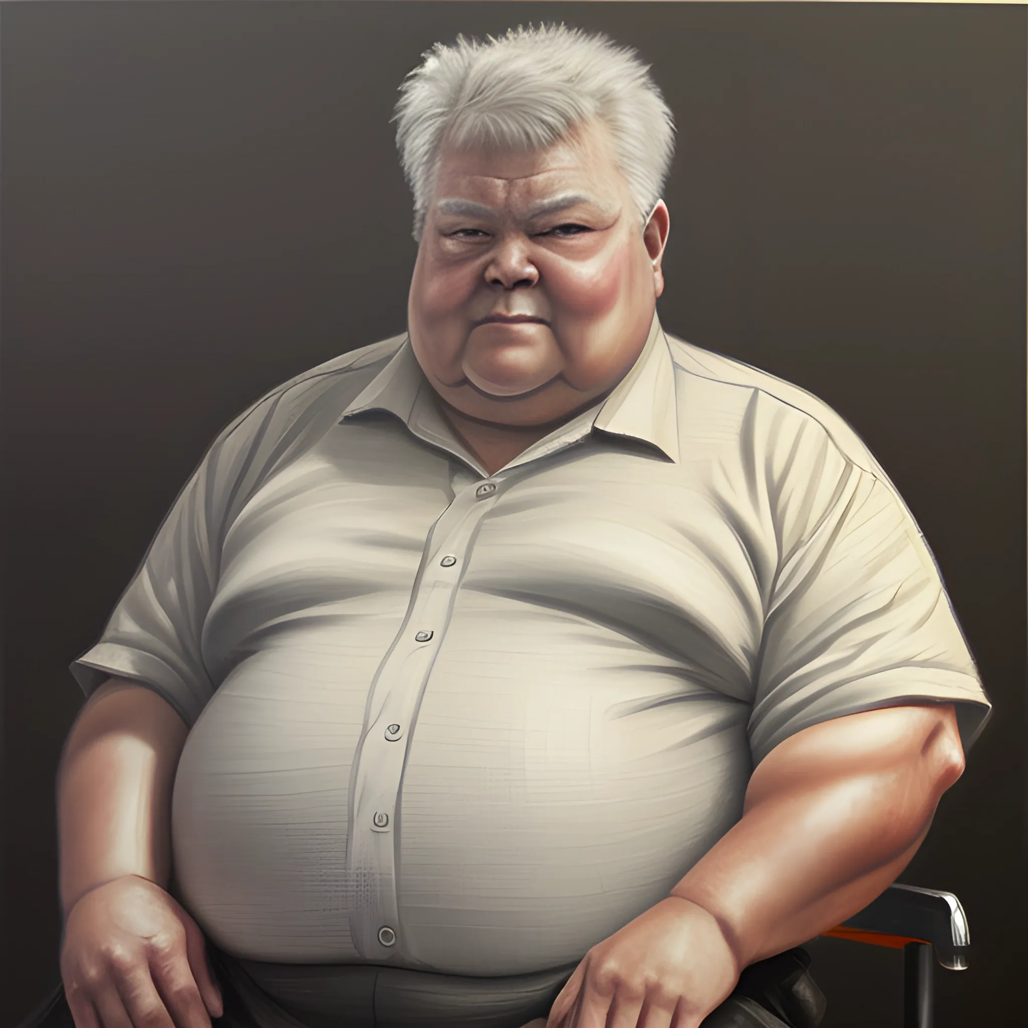 Man 70 years old fat, str8ct judge, Oil Painting, Pencil Sketch