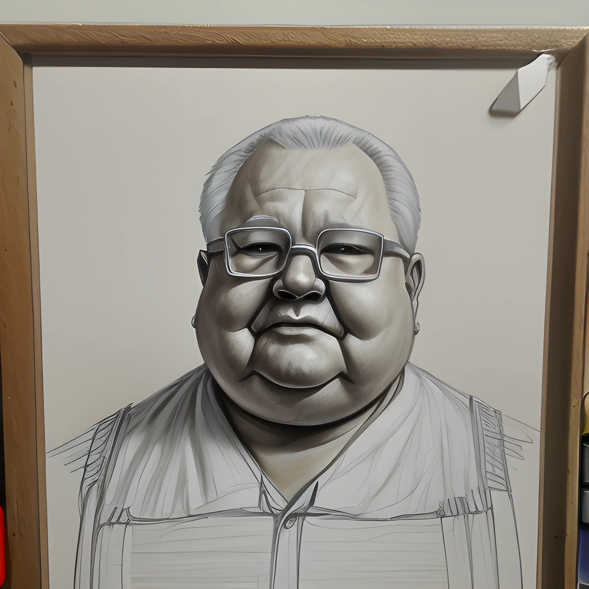 Man 70 years old fat, str8ct judge, Oil Painting, Pencil Sketch, 3D
