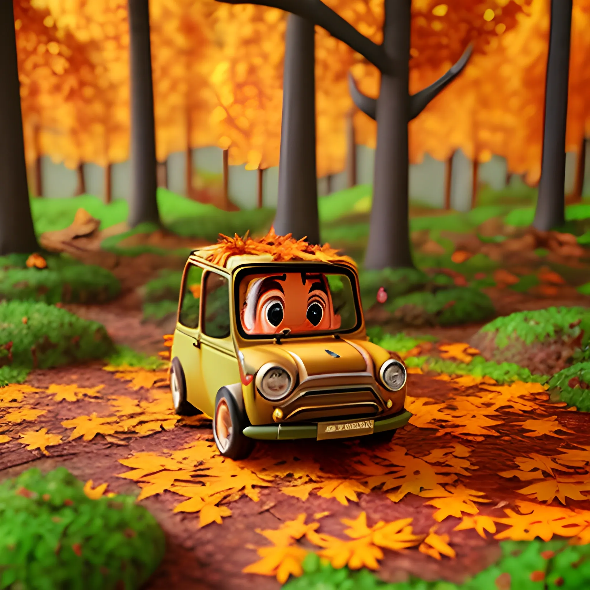 forest,in autumn,style of Disney,mini,model,3D