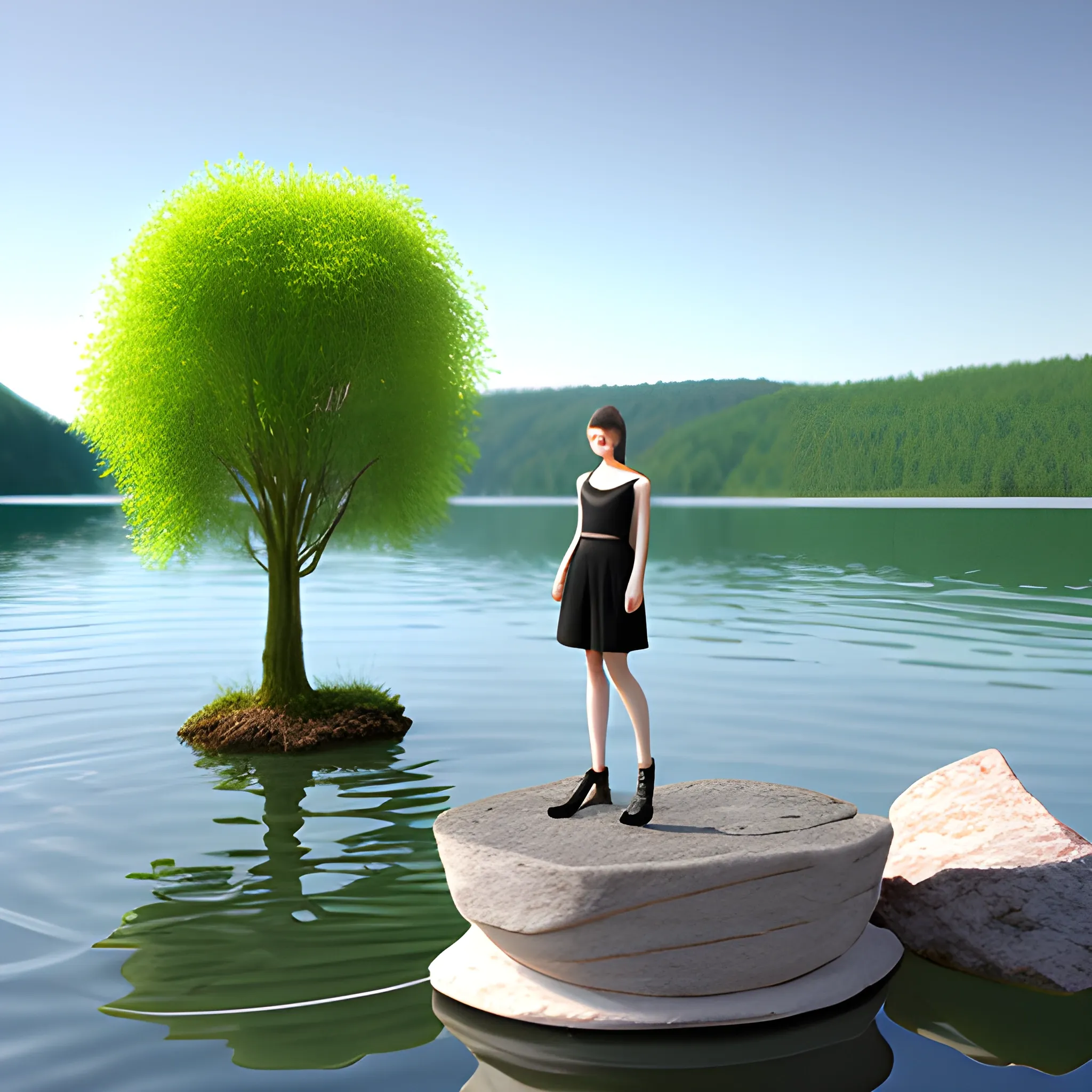 lake,nature,model,3D,mini