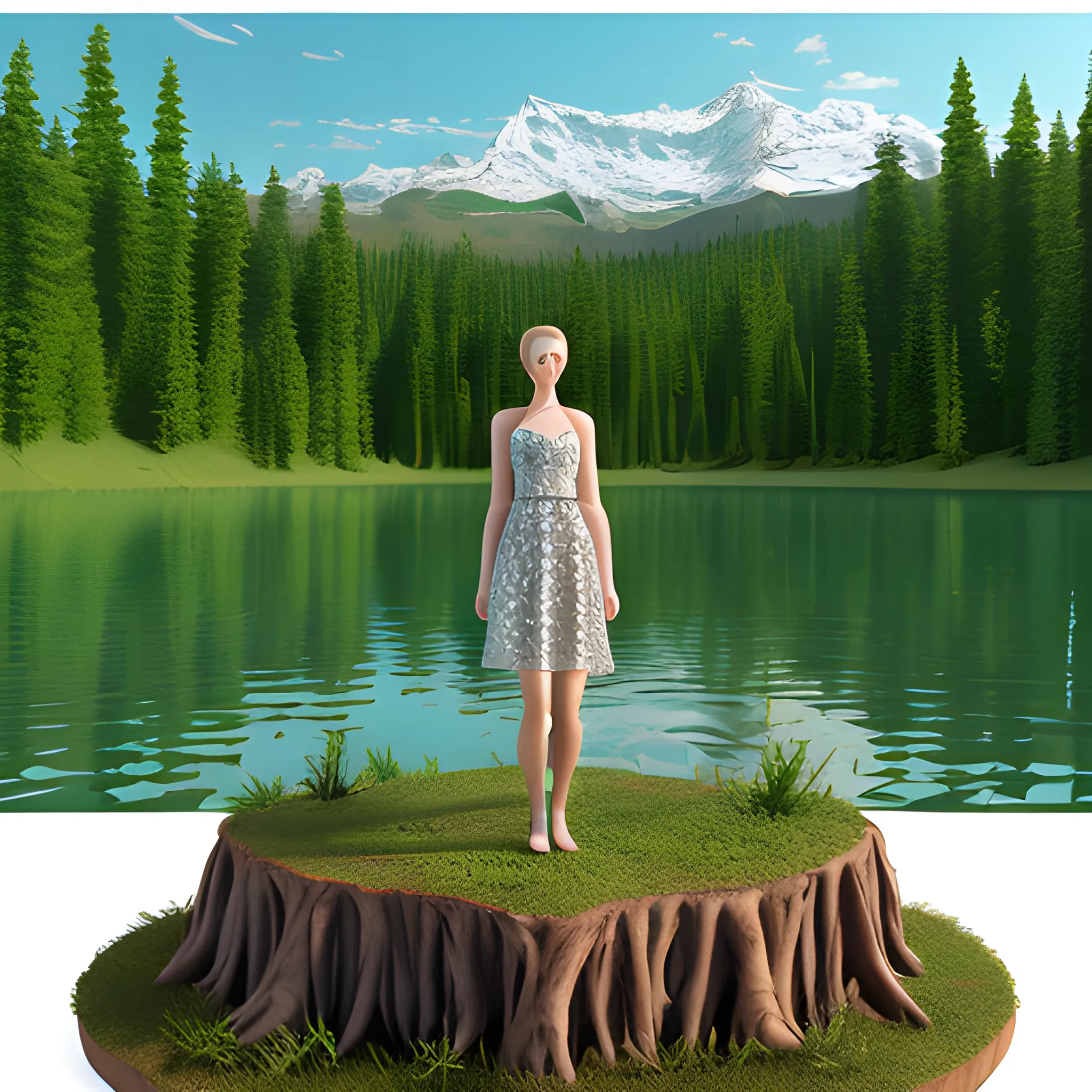 lake,nature,model,3D,mini