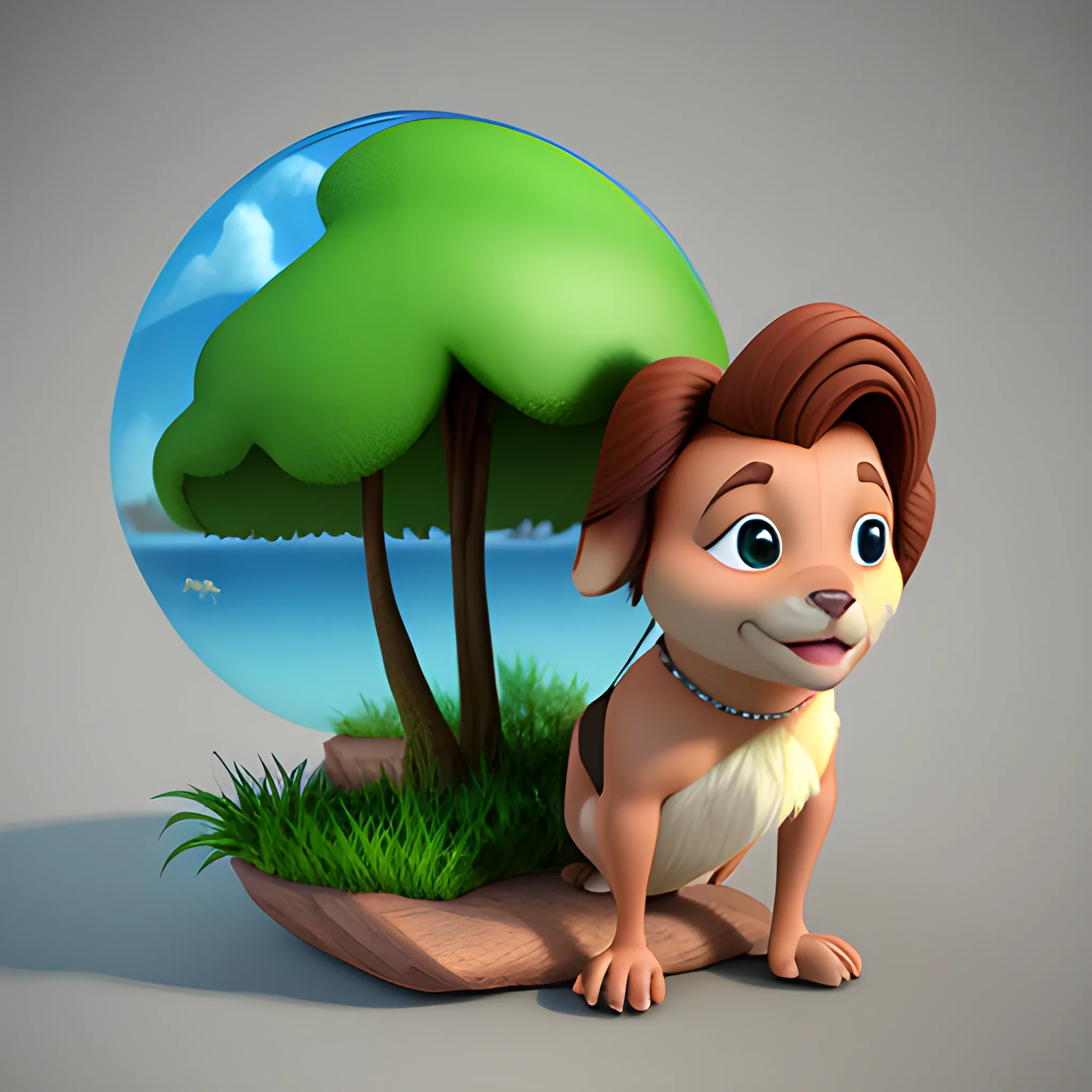 nature,style of a disney movie,3D,model,mini