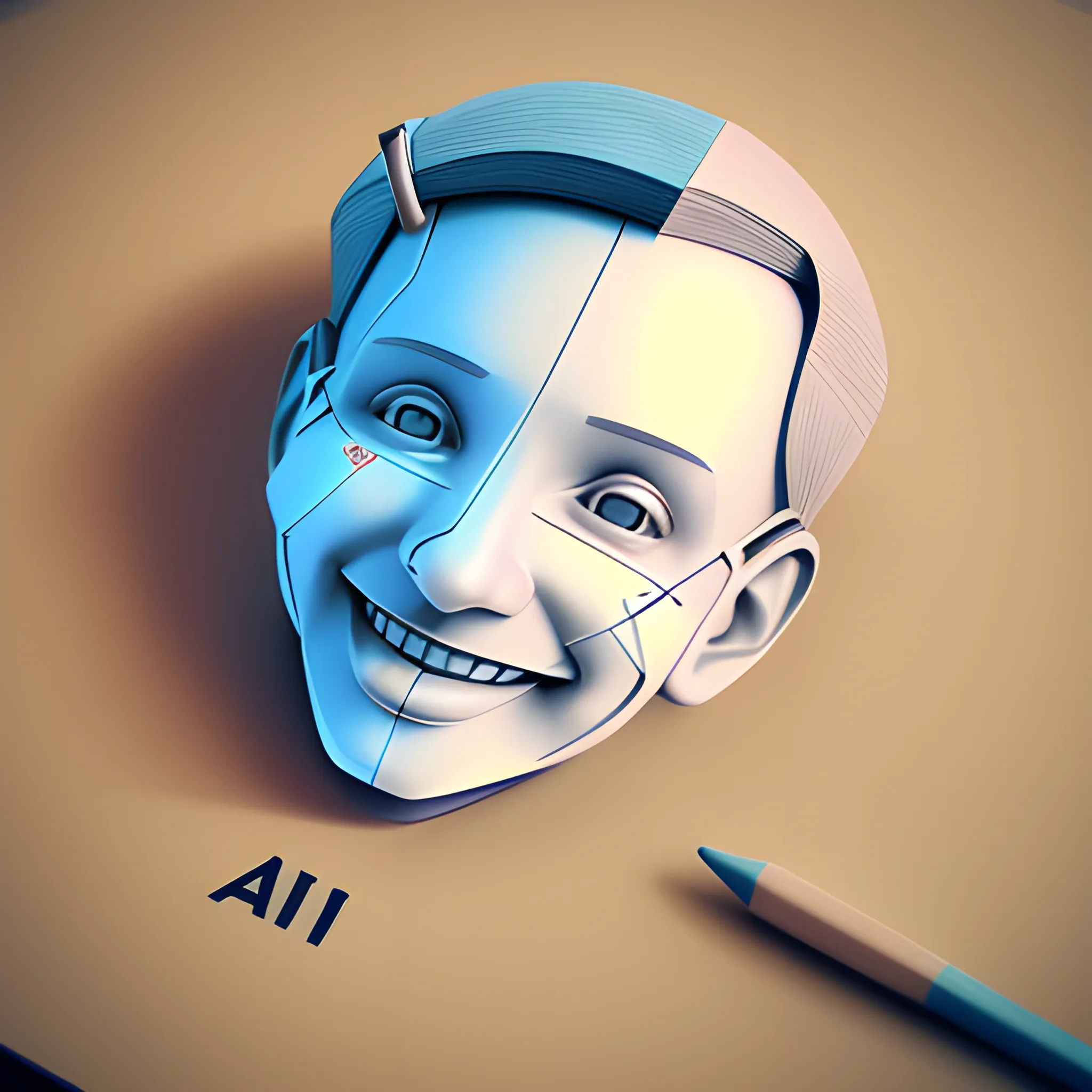 company name "Smart Mouth AI" 3D, Pencil Sketch, soft colours, corporate appropriate