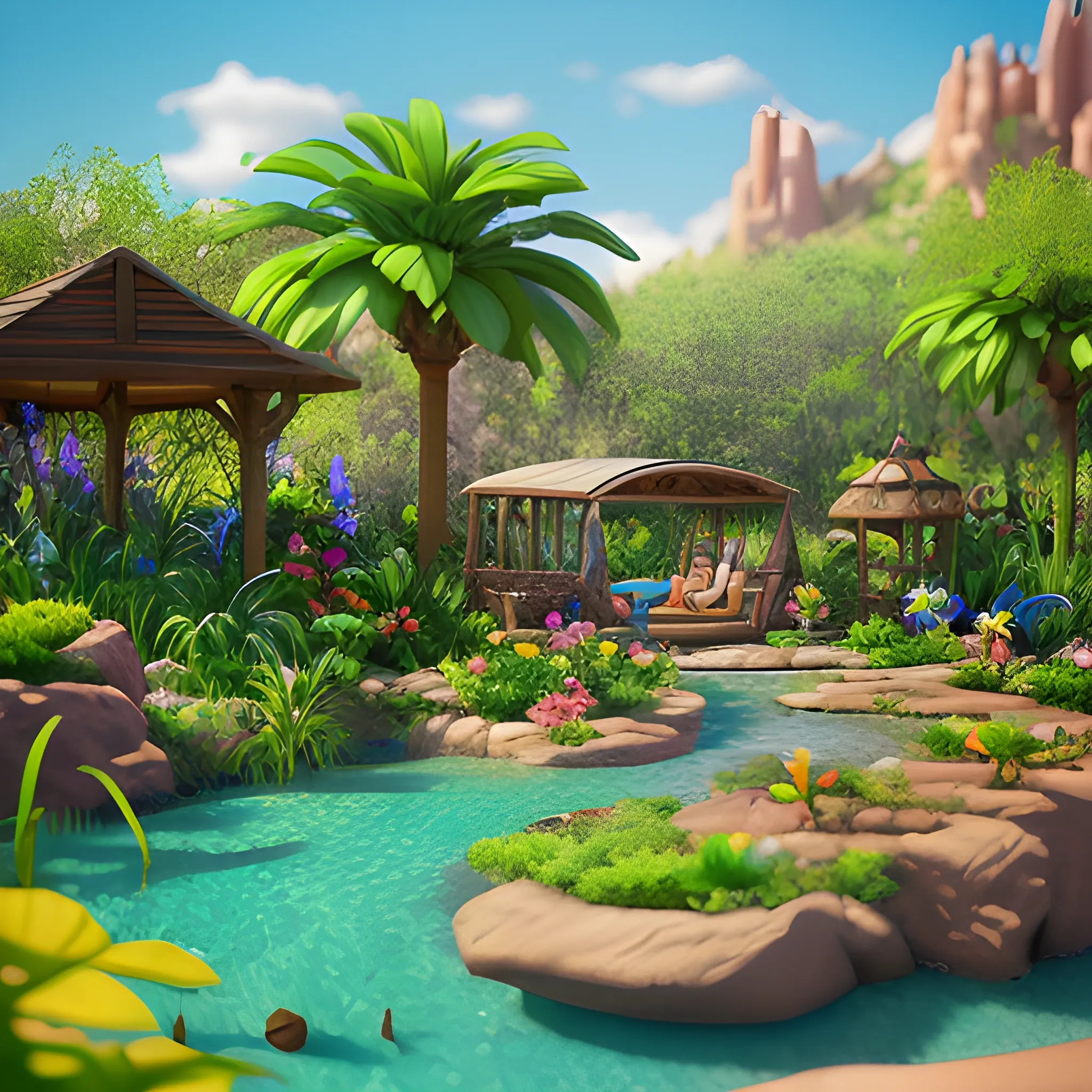 nature,oasis,style of a disney movie,nature,style of a disney mo ...