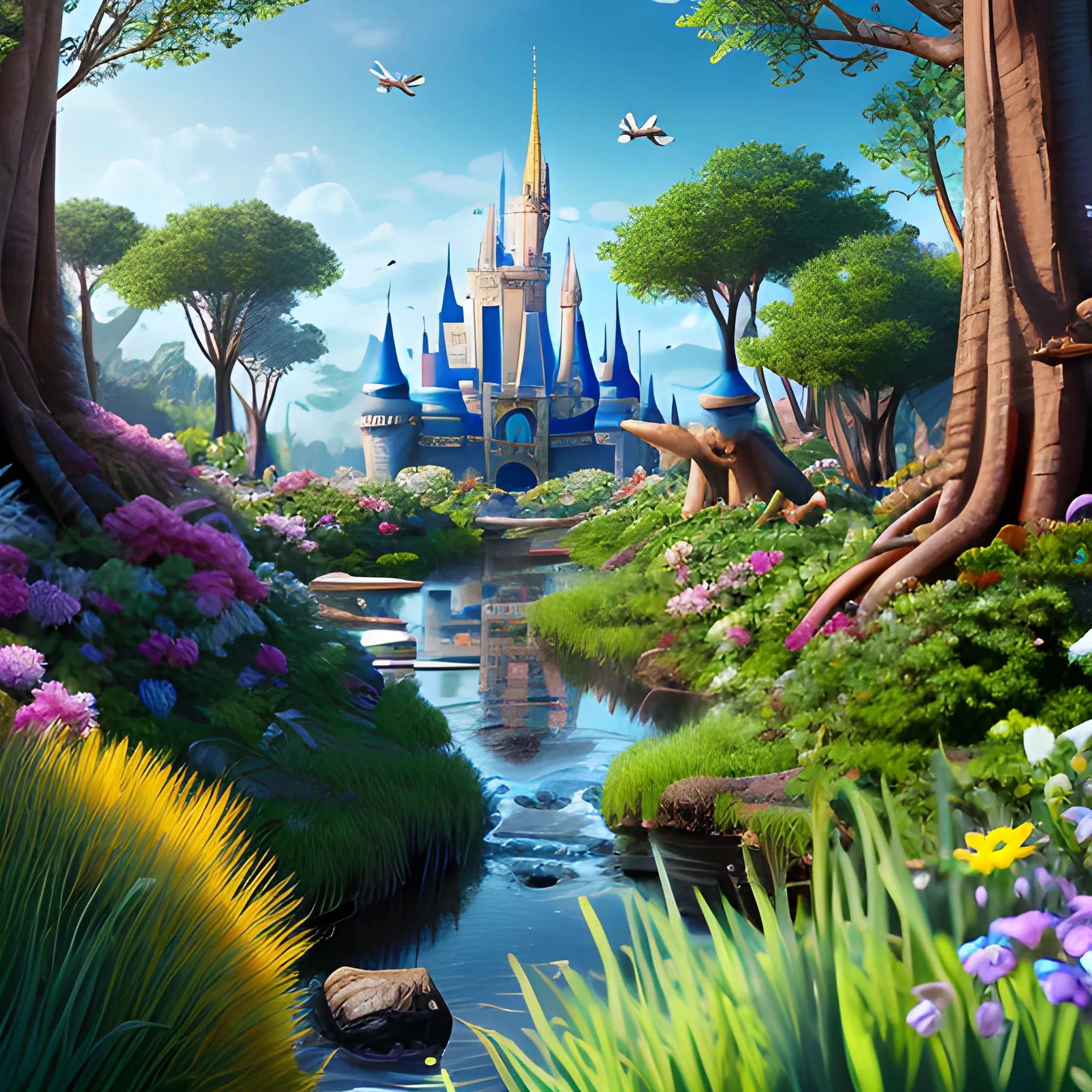 disney,no humans,nature,add Photorealism,and high quality,multi-detail,HD, Cartoon,model,3D,pixar,satellite
