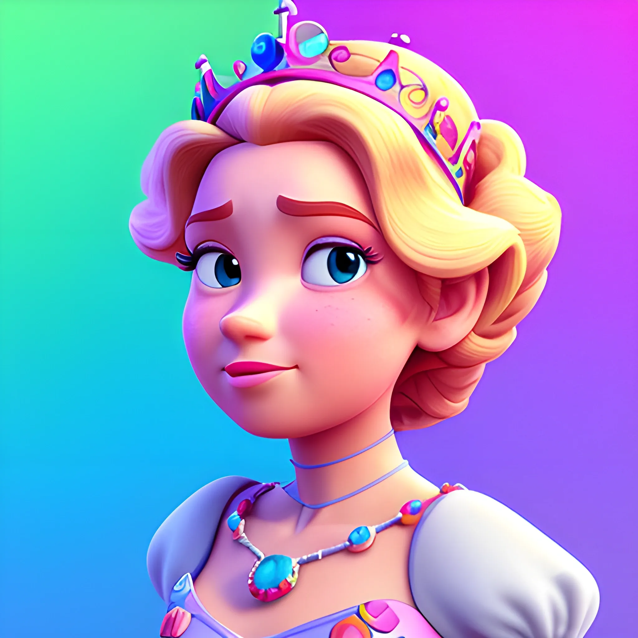 disney,add Photorealism,and high quality,multi-detail,HD, Cartoon,model,3D,pixar,
 ,while maintaining the simplest structure and fewer colors,Stylish and minimalist,colorful,Queen