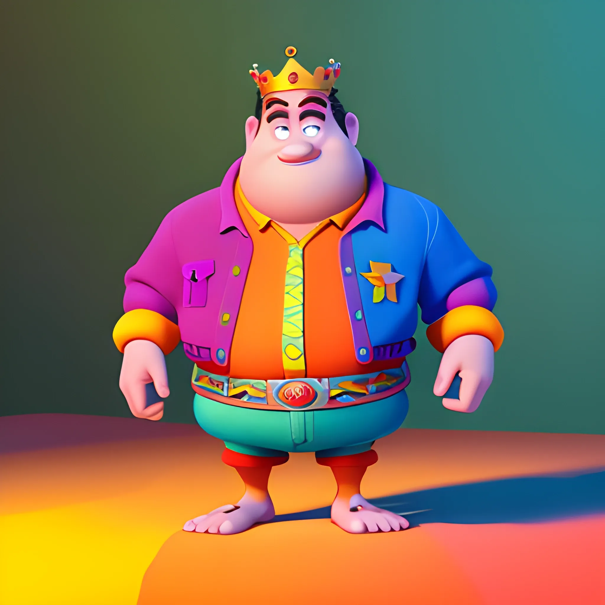 disney,add Photorealism,and high quality,multi-detail,HD, Cartoon,model,3D,pixar,
 ,while maintaining the simplest structure and fewer colors,Stylish and minimalist,colorful,king,whole body