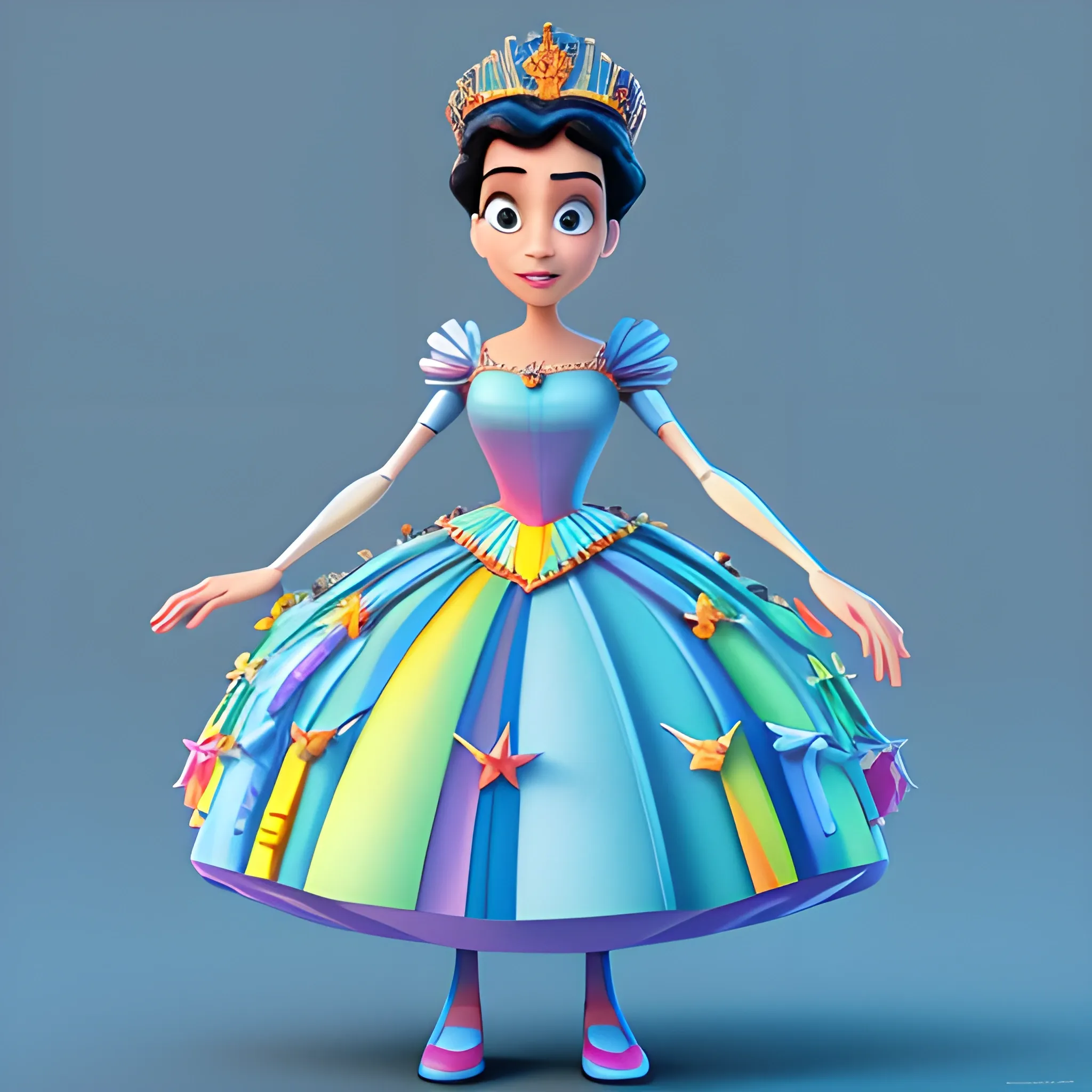 disney,add Photorealism,and high quality,multi-detail,HD, Cartoon,model,3D,pixar,
 ,while maintaining the simplest structure and fewer colors,Stylish and minimalist,colorful,queen,whole body