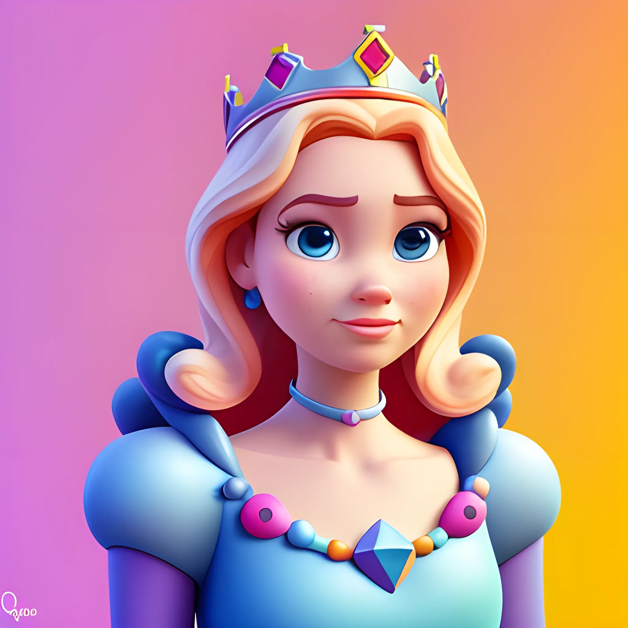 disney,add Photorealism,and high quality,multi-detail,HD, Cartoon,model,3D,pixar,
 ,while maintaining the simplest structure and fewer colors,Stylish and minimalist,colorful,queen,whole body