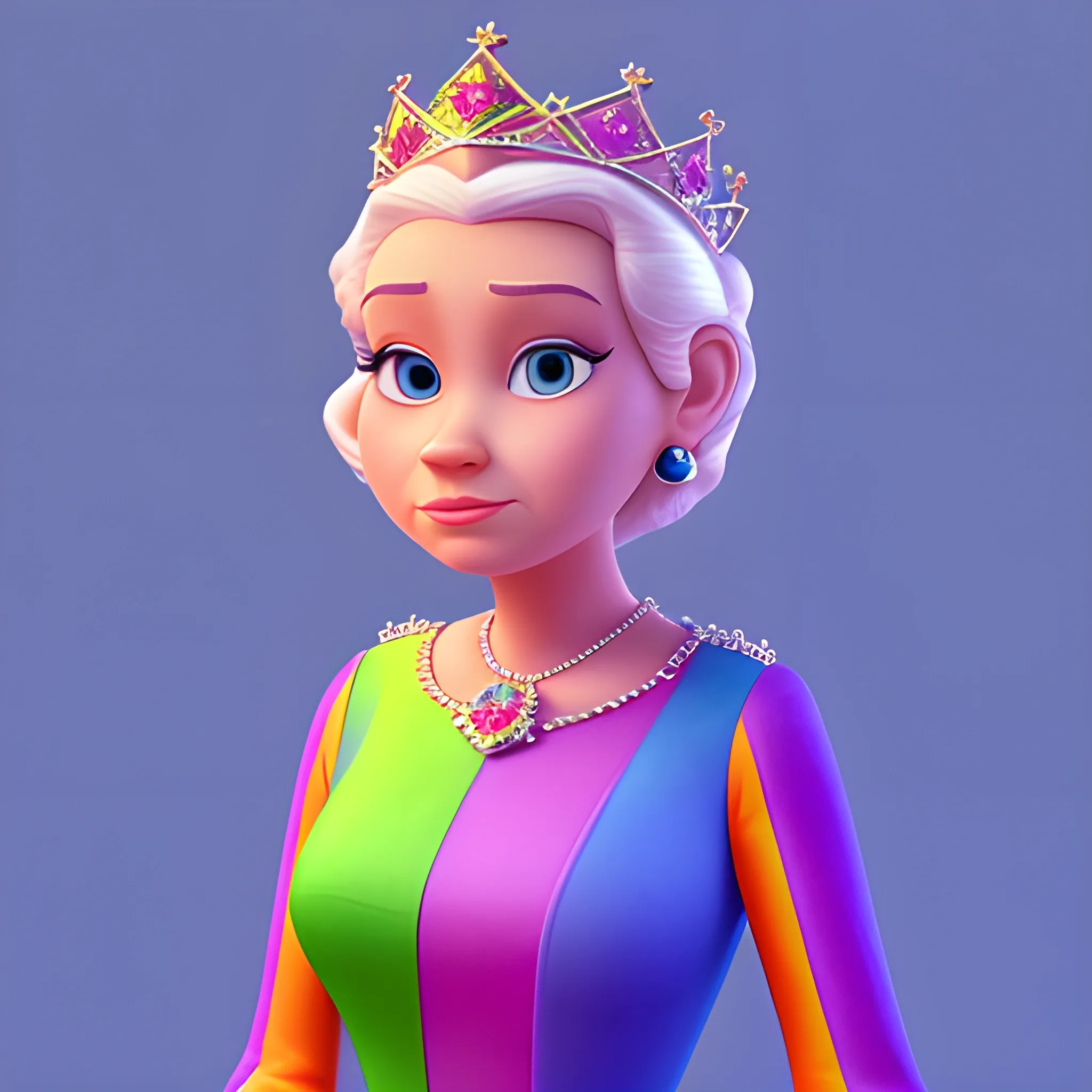 disney,add Photorealism,and high quality,multi-detail,HD, Cartoon,model,3D,pixar,
 ,while maintaining the simplest structure and fewer colors,Stylish and minimalist,colorful,queen,whole body