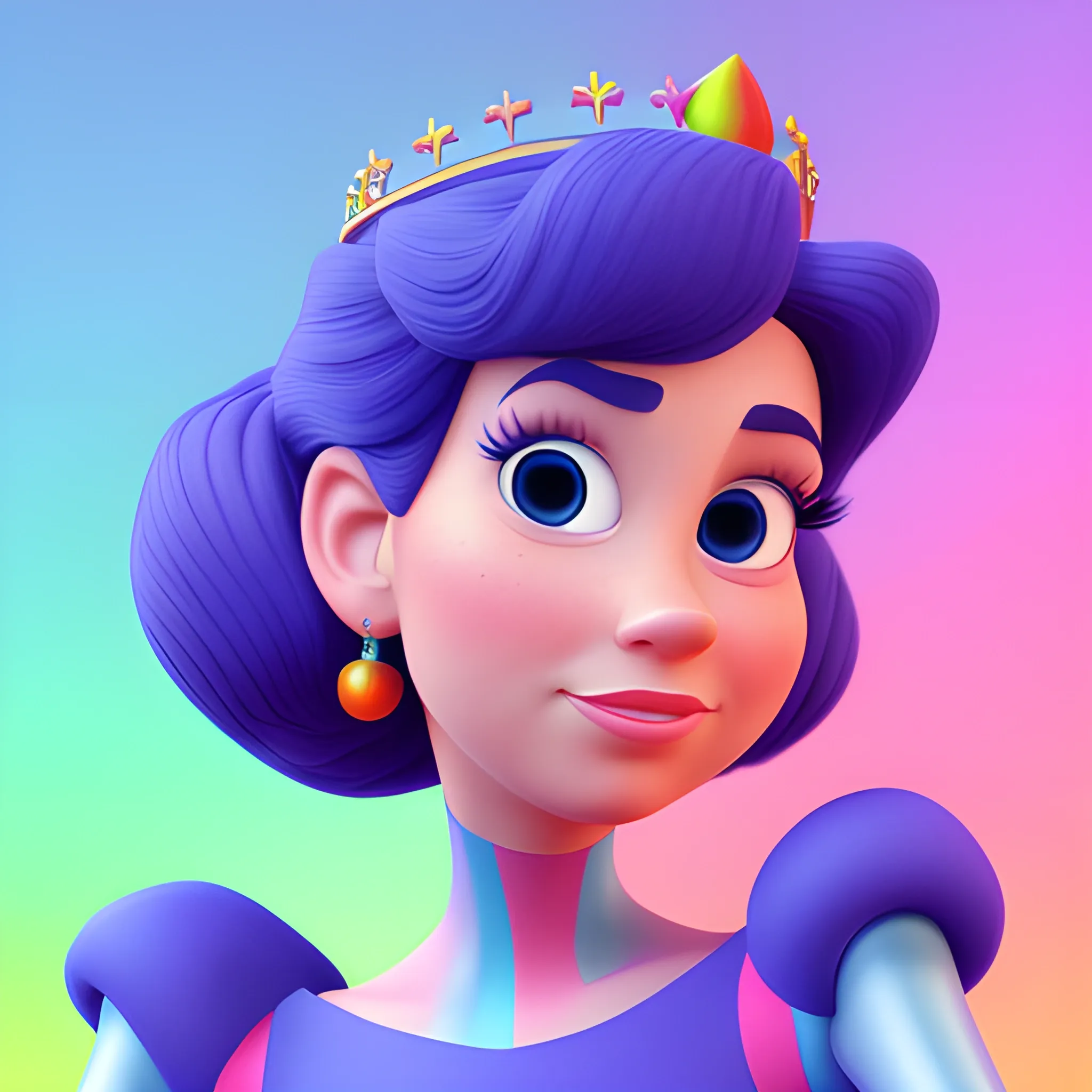 disney,add Photorealism,and high quality,multi-detail,HD, Cartoon,model,3D,pixar,
 ,while maintaining the simplest structure and fewer colors,Stylish and minimalist,colorful,queen,whole body