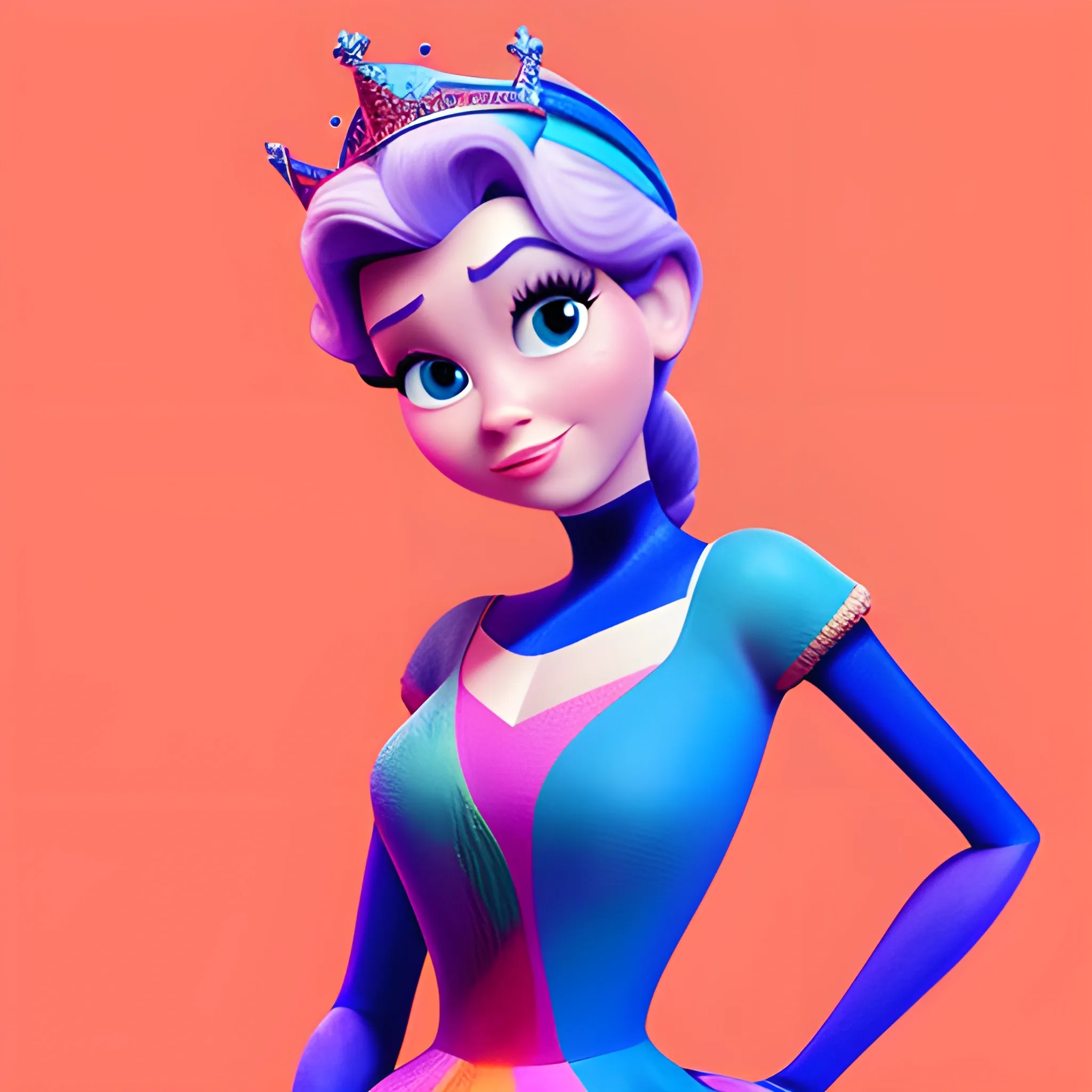 disney,add Photorealism,and high quality,multi-detail,HD, Cartoon,model,3D,pixar,
 ,while maintaining the simplest structure and fewer colors,Stylish and minimalist,colorful,queen,{{{whole body}}}