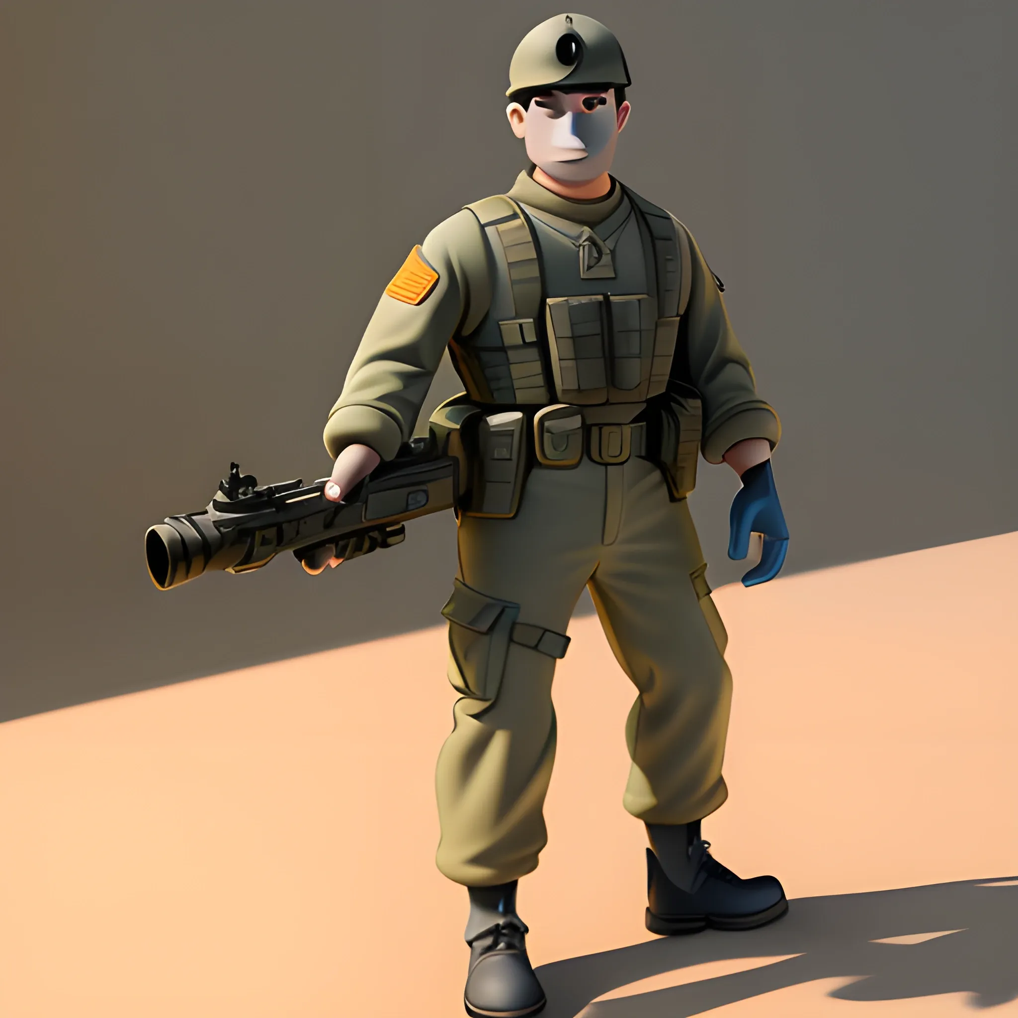 disney,add Photorealism,and high quality,multi-detail,HD, Cartoon,model,3D,pixar,
 ,while maintaining the simplest structure and fewer colors,Stylish and minimalist,colorful,soldier,{{{whole body}}}