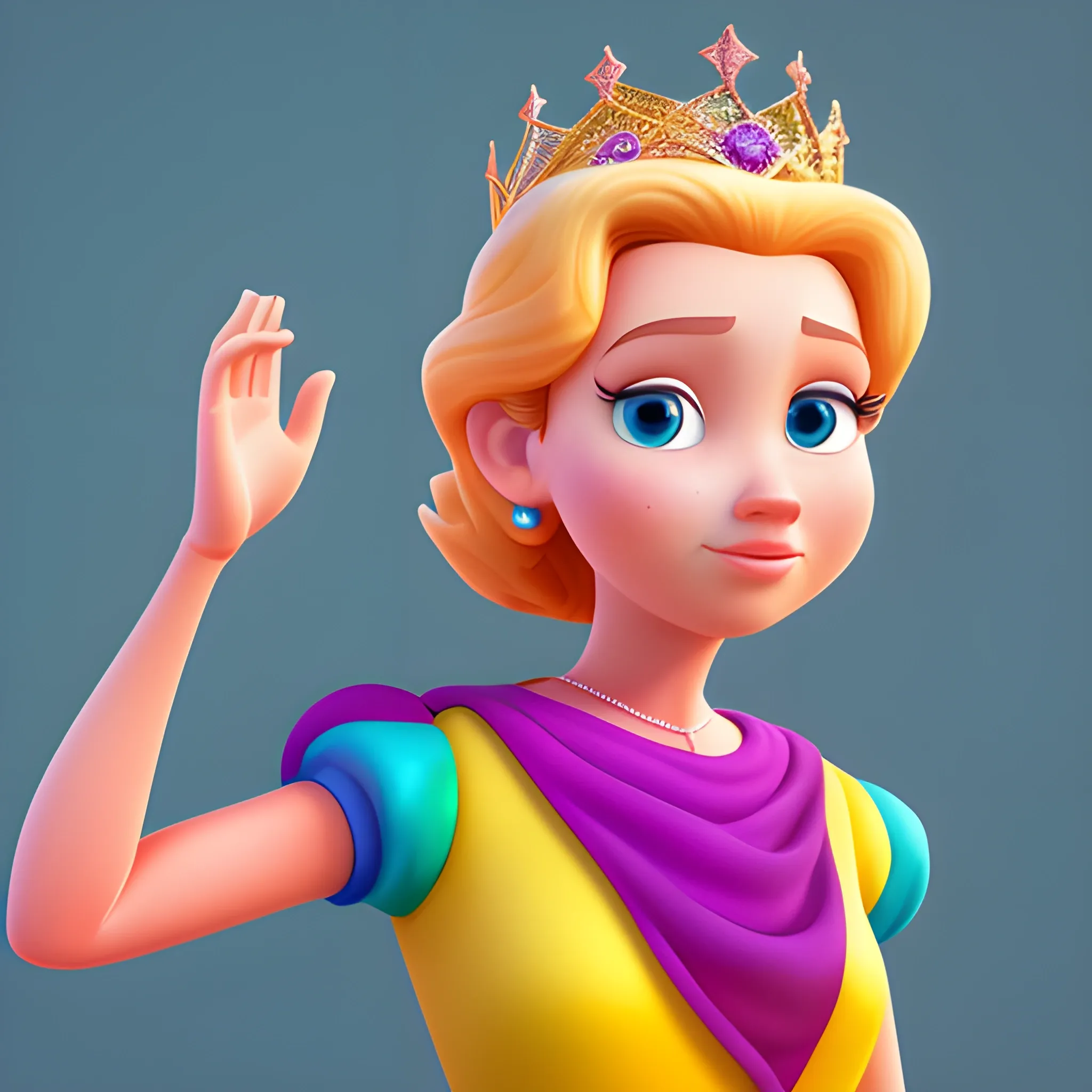 disney,add Photorealism,and high quality,multi-detail,HD, Cartoon,model,3D,pixar,
 ,while maintaining the simplest structure and fewer colors,Stylish and minimalist,colorful,queen,{{{whole body}}}