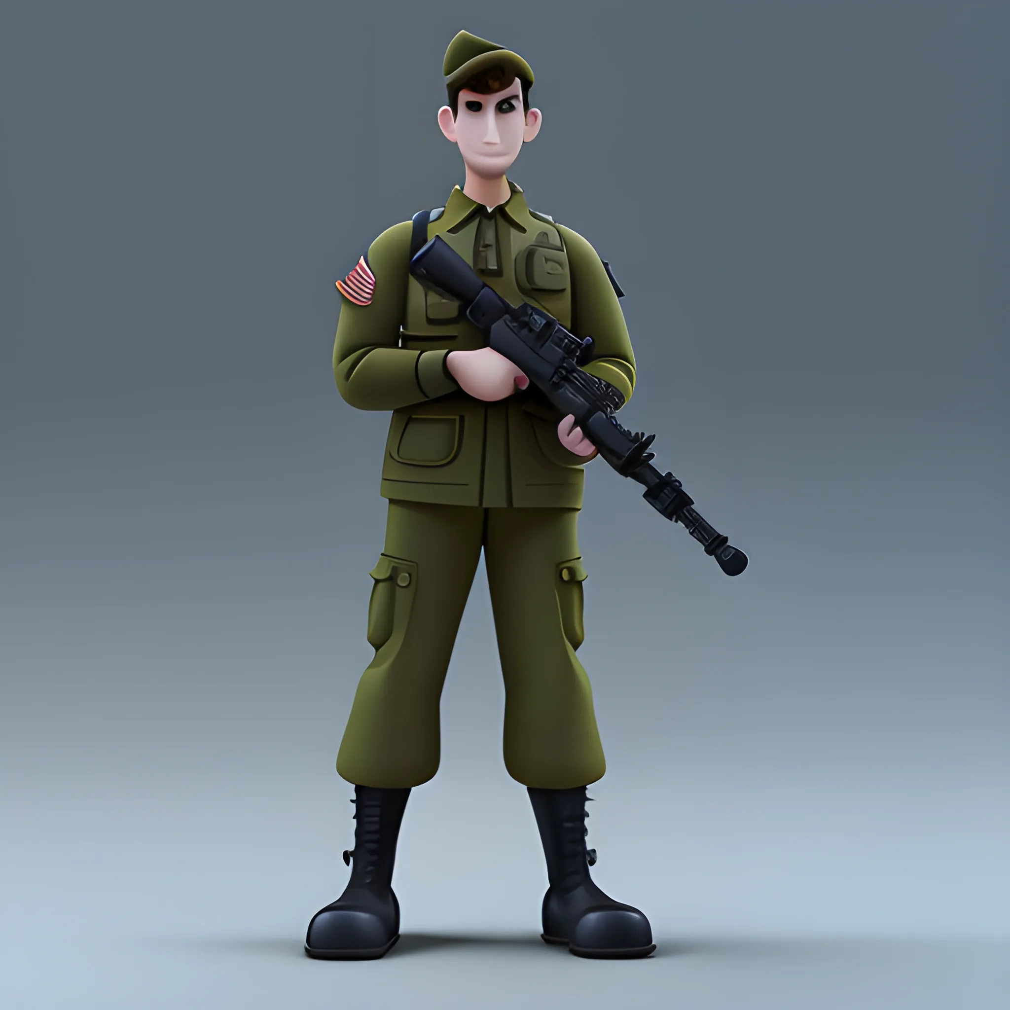 disney,add Photorealism,and high quality,multi-detail,HD, Cartoon,model,3D,pixar,
 ,while maintaining the simplest structure and fewer colors,Stylish and minimalist,colorful,soldier,{{{whole body}}}