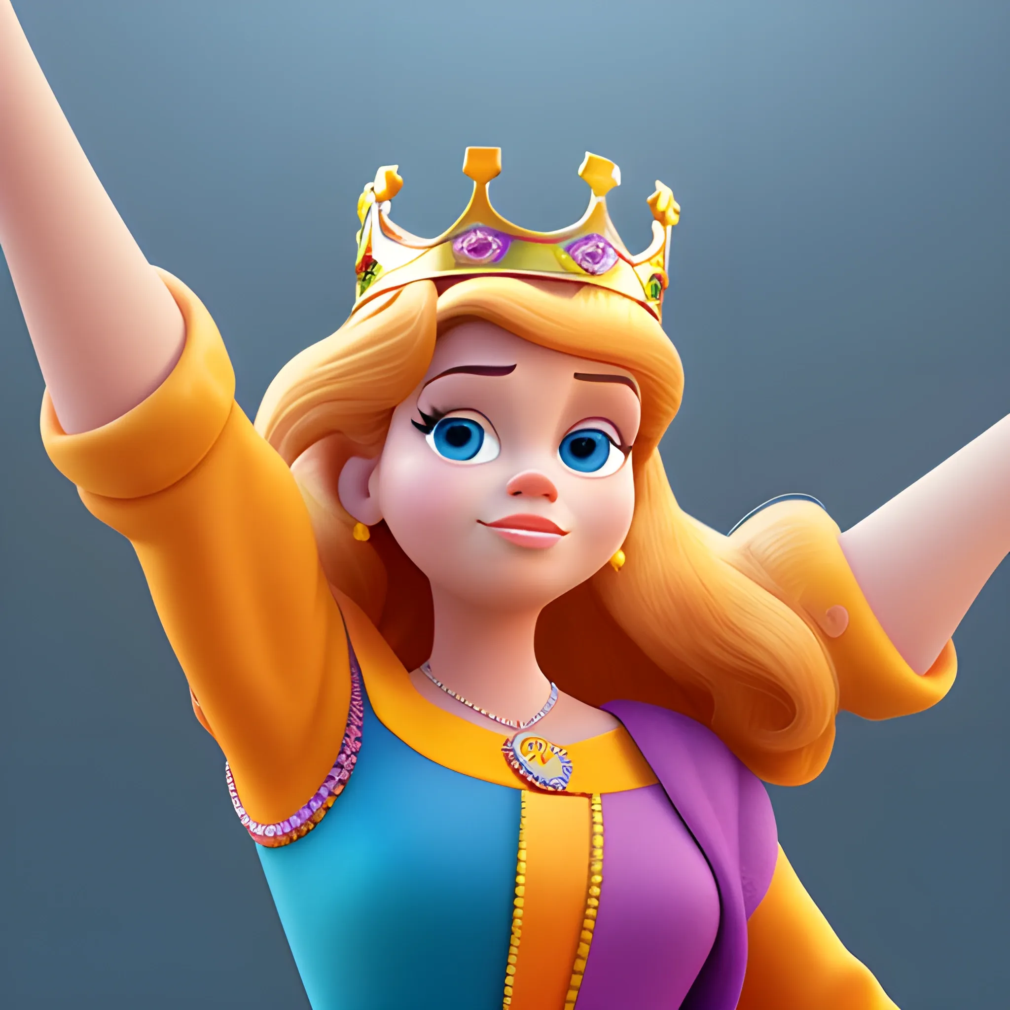 disney,add Photorealism,and high quality,multi-detail,HD, Cartoon,model,3D,pixar,
 ,while maintaining the simplest structure and fewer colors,Stylish and minimalist,colorful,queen,king,{{{whole body}}}