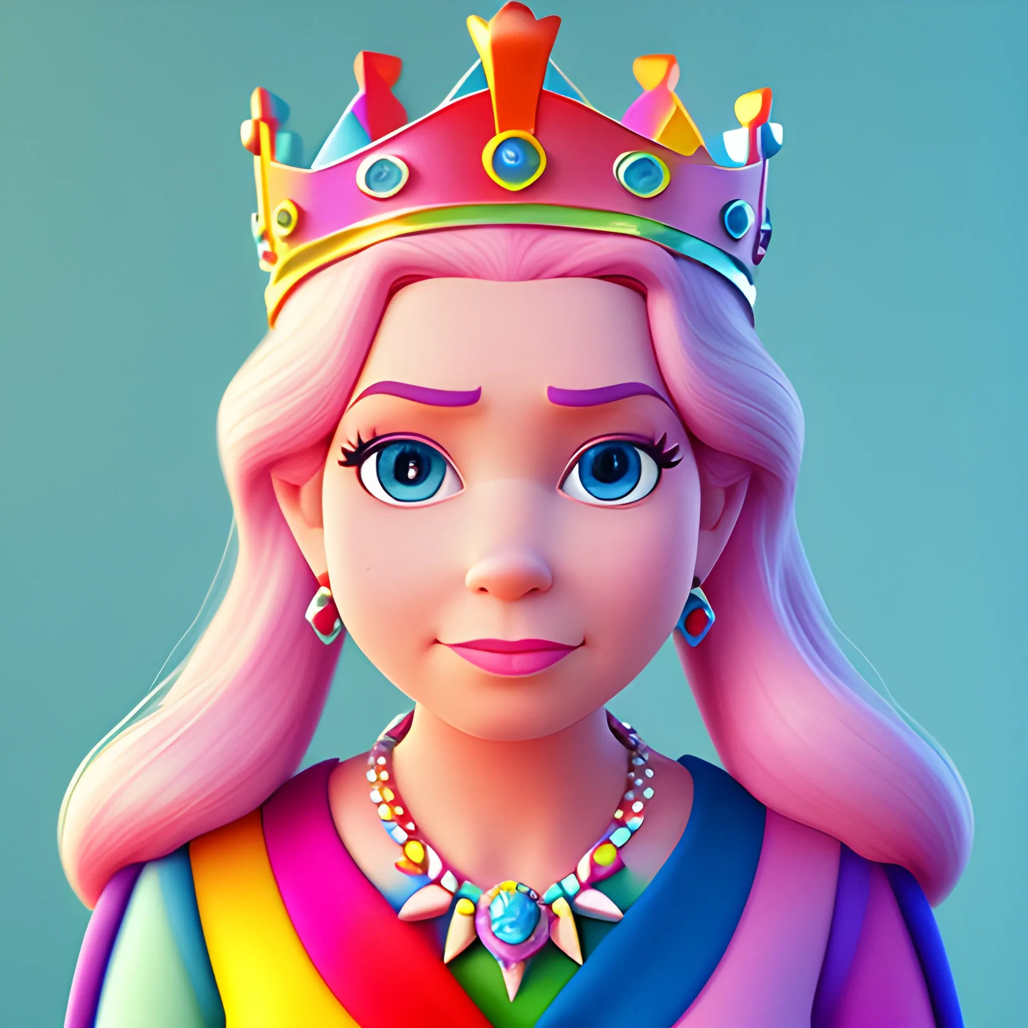 disney,add Photorealism,and high quality,multi-detail,HD, Cartoon,model,3D,pixar,
 ,while maintaining the simplest structure and fewer colors,Stylish and minimalist,colorful,queen,king,{{{whole body}}}