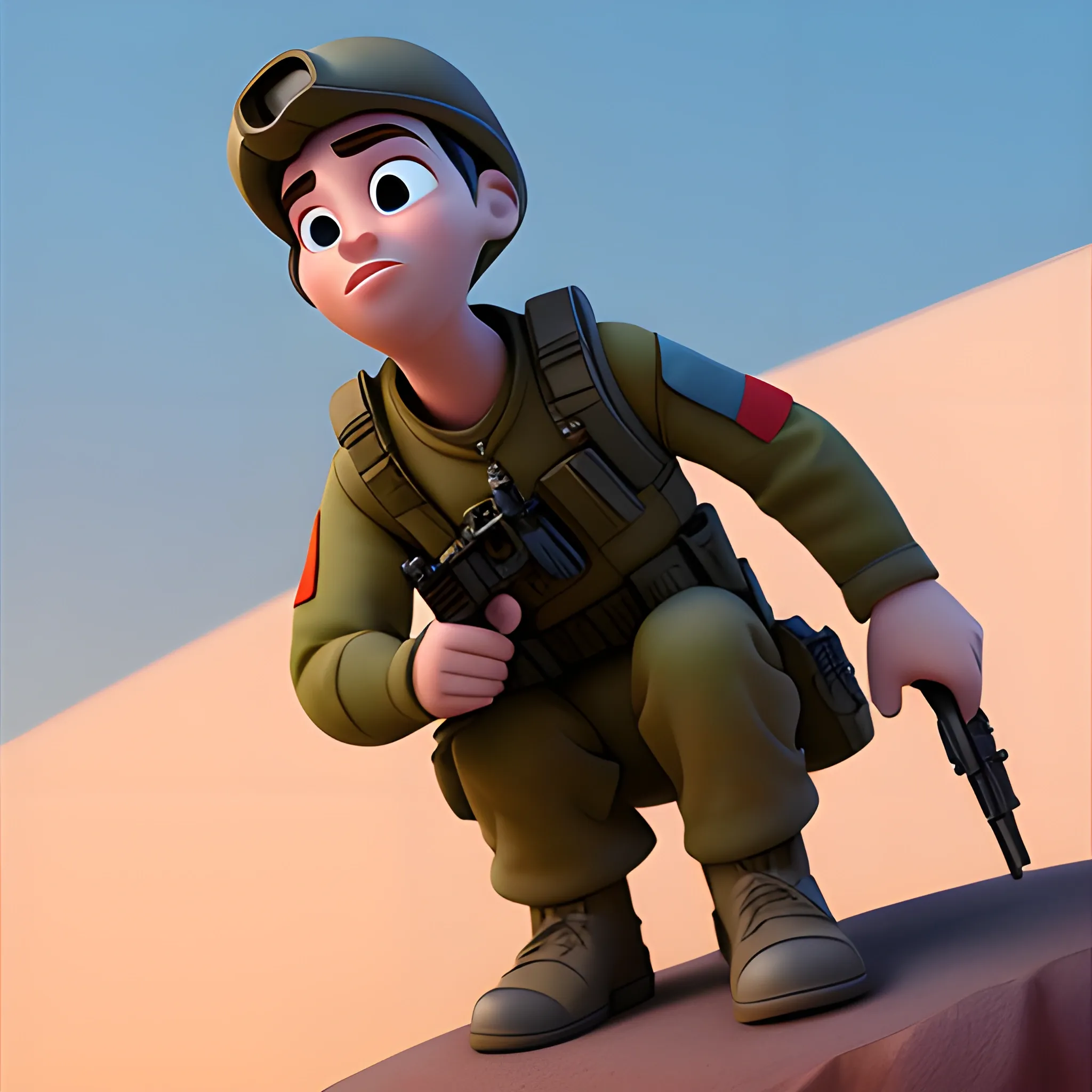 disney,add Photorealism,and high quality,multi-detail,HD, Cartoon,model,3D,pixar,
 ,while maintaining the simplest structure and fewer colors,Stylish and minimalist,colorful,soldier,{{{whole body}}}