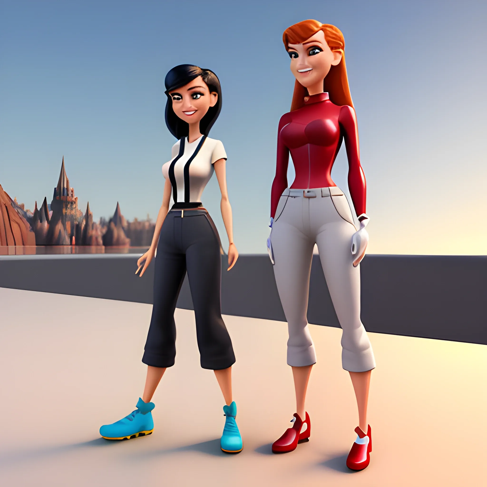 disney,add Photorealism,and high quality,multi-detail,HD, Cartoon,model,3D,pixar,
 ,while maintaining the simplest structure and fewer colors,young woman,Stylish and minimalist,{{{whole body}}},whole body,whole_body