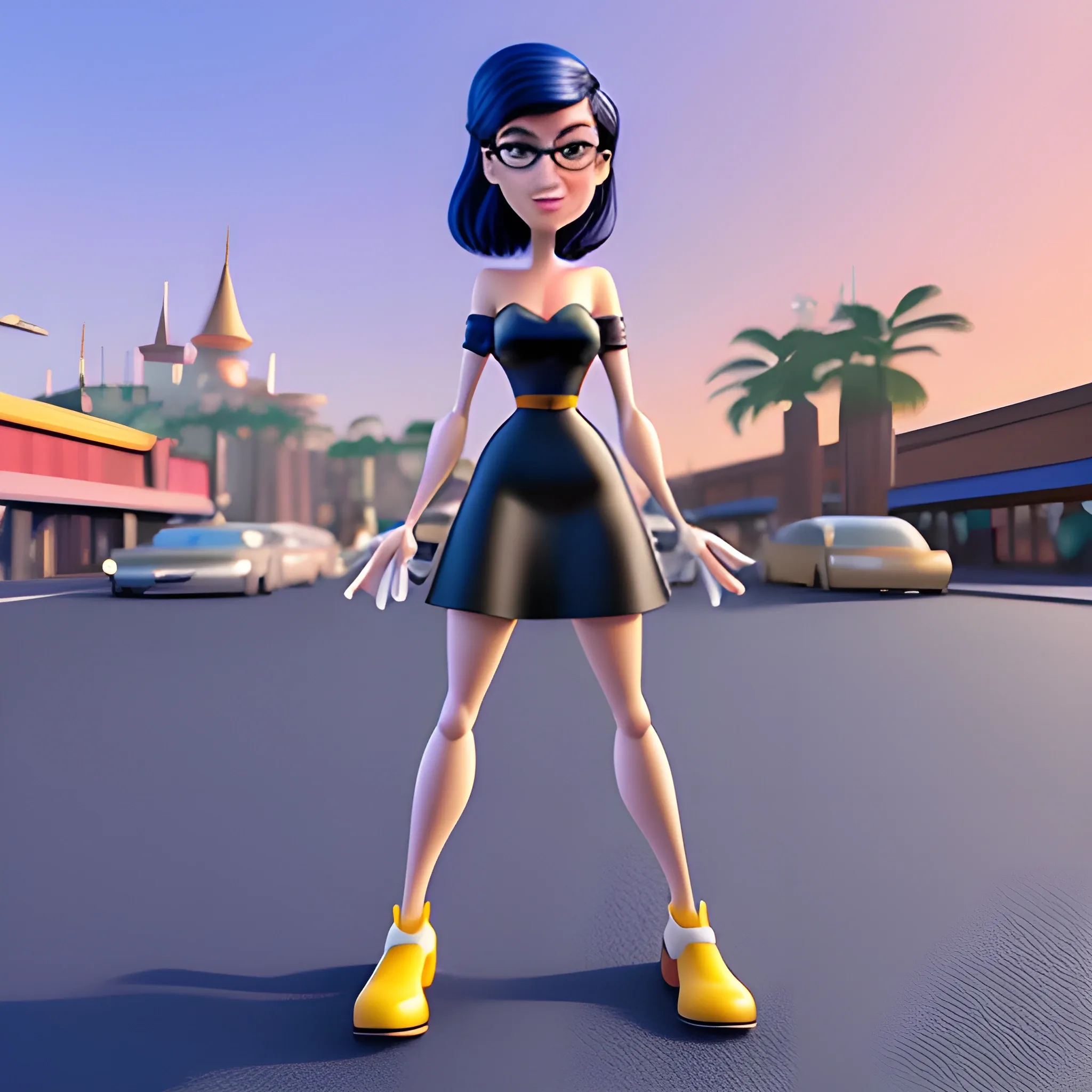 disney,add Photorealism,and high quality,multi-detail,HD, Cartoon,model,3D,pixar,
 ,while maintaining the simplest structure and fewer colors,young woman,Stylish and minimalist,{{{whole body}}},whole body,whole_body