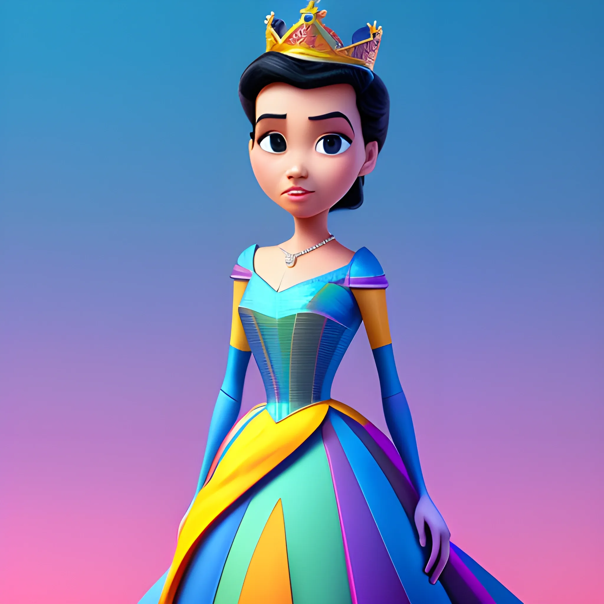 disney,add Photorealism,and high quality,multi-detail,HD, Cartoon,model,3D,pixar,
 ,while maintaining the simplest structure and fewer colors,Stylish and minimalist,colorful,queen,{{{whole body}}}