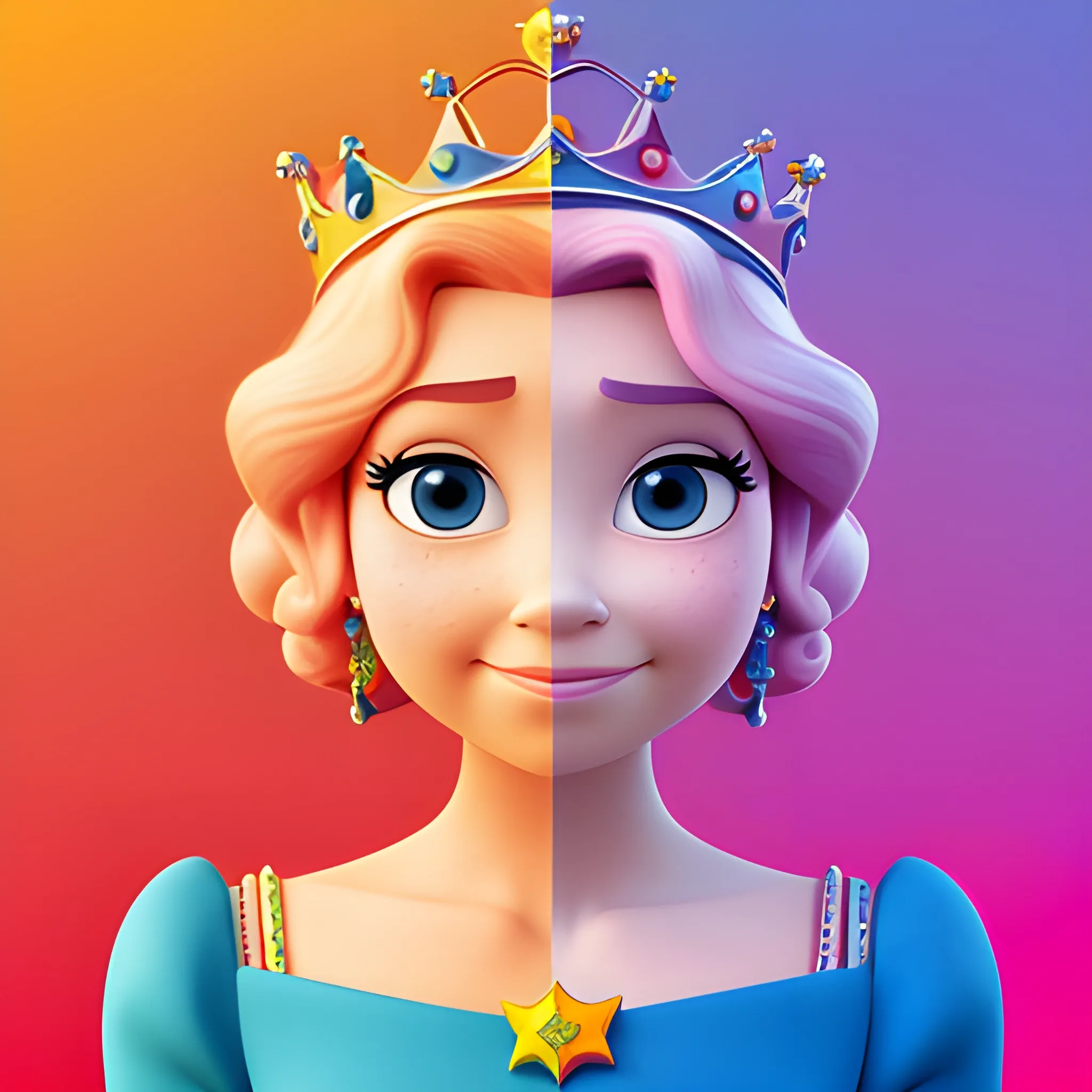 disney,add Photorealism,and high quality,multi-detail,HD, Cartoon,model,3D,pixar,
 ,while maintaining the simplest structure and fewer colors,Stylish and minimalist,colorful,queen,{{{whole body}}}