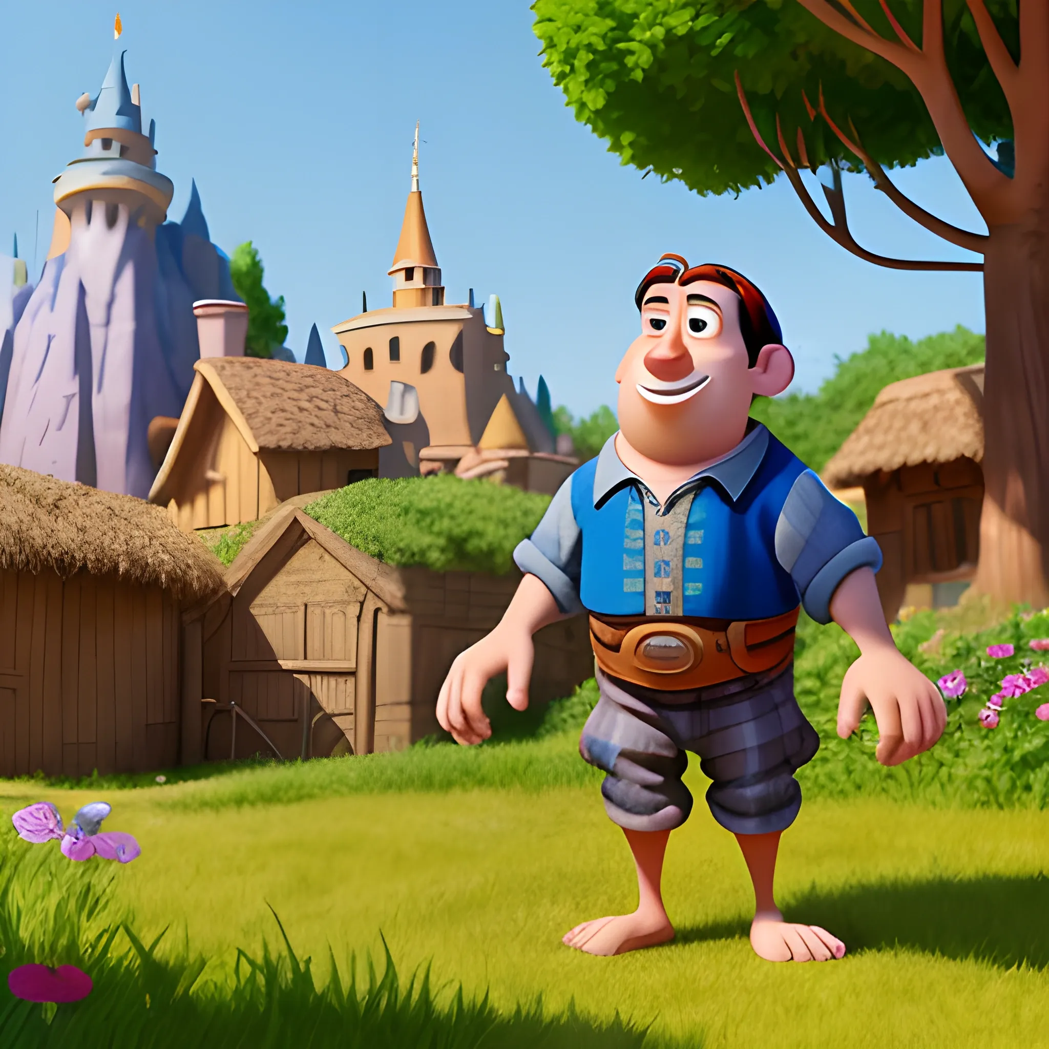 disney,add Photorealism,and high quality,multi-detail,HD, Cartoon,model,3D,pixar,
 ,while maintaining the simplest structure and fewer colors,Stylish and minimalist,colorful,peasant,{{{whole body}}}