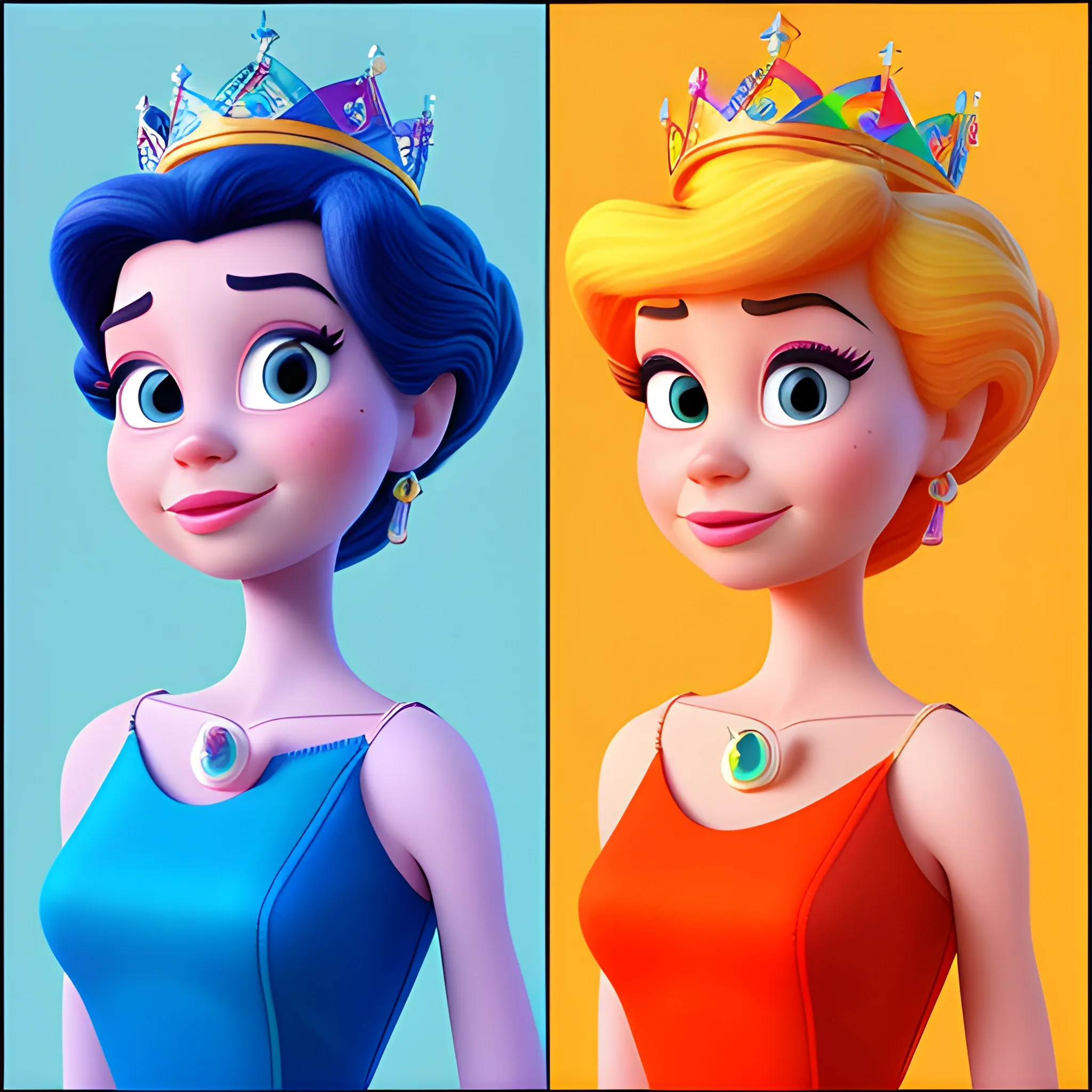 disney,add Photorealism,and high quality,multi-detail,HD, Cartoon,model,3D,pixar,
 ,while maintaining the simplest structure and fewer colors,Stylish and minimalist,colorful,queen,{{{whole body}}}