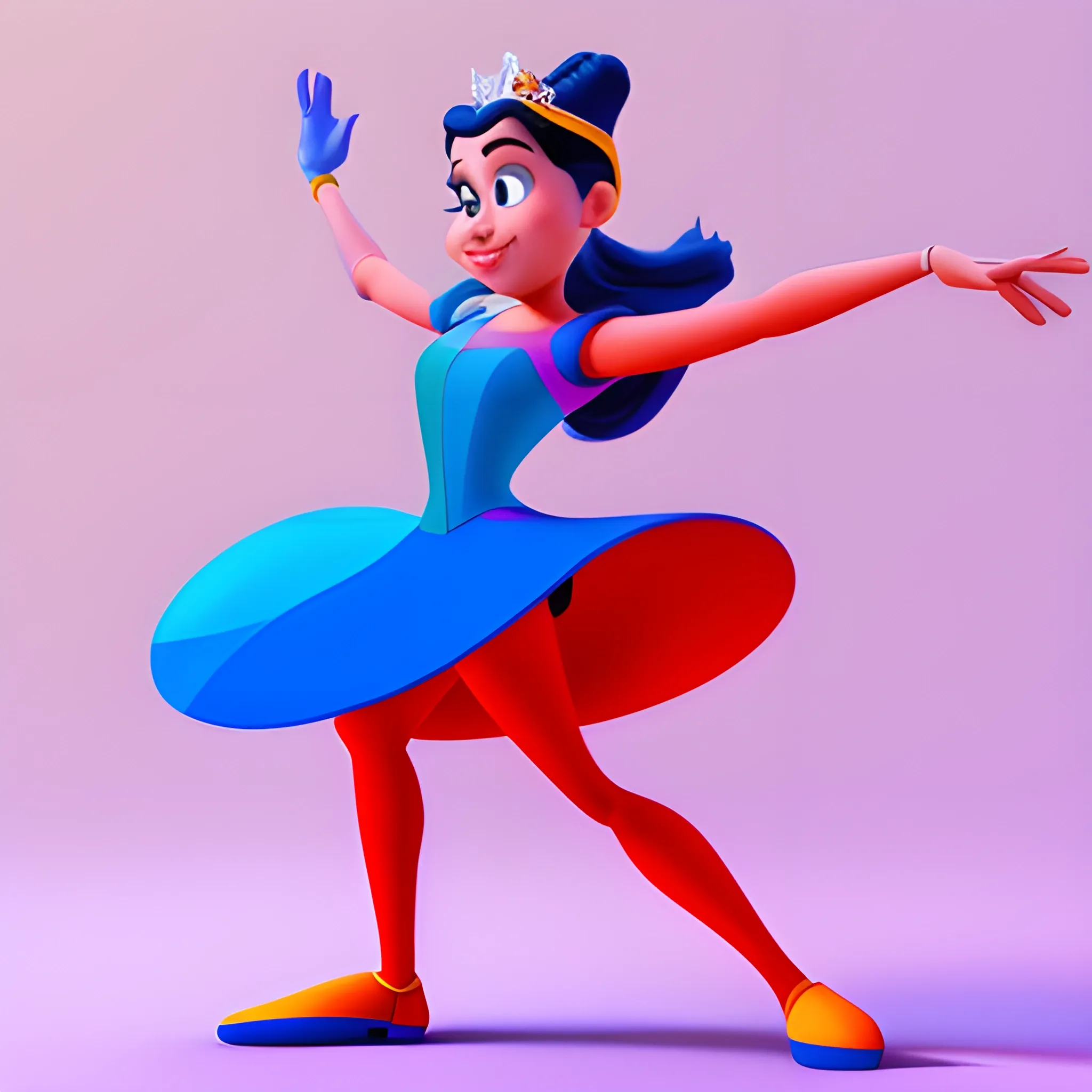 disney,add Photorealism,and high quality,multi-detail,HD, Cartoon,model,3D,pixar,
 ,while maintaining the simplest structure and fewer colors,Stylish and minimalist,colorful,dance,queen,{{{whole body}}},whole_body,whole body