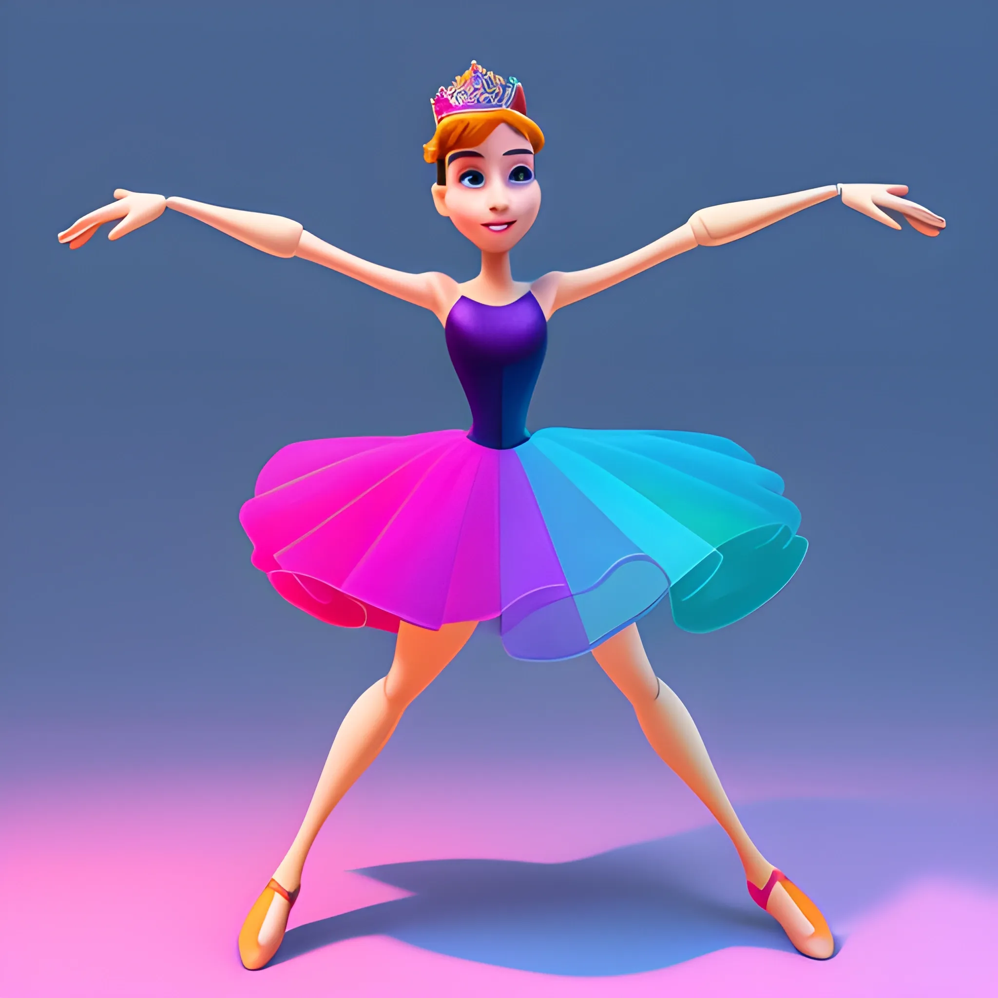 disney,add Photorealism,and high quality,multi-detail,HD, Cartoon,model,3D,pixar,
 ,while maintaining the simplest structure and fewer colors,Stylish and minimalist,colorful,dance,queen,{{{whole body}}},whole_body,whole body